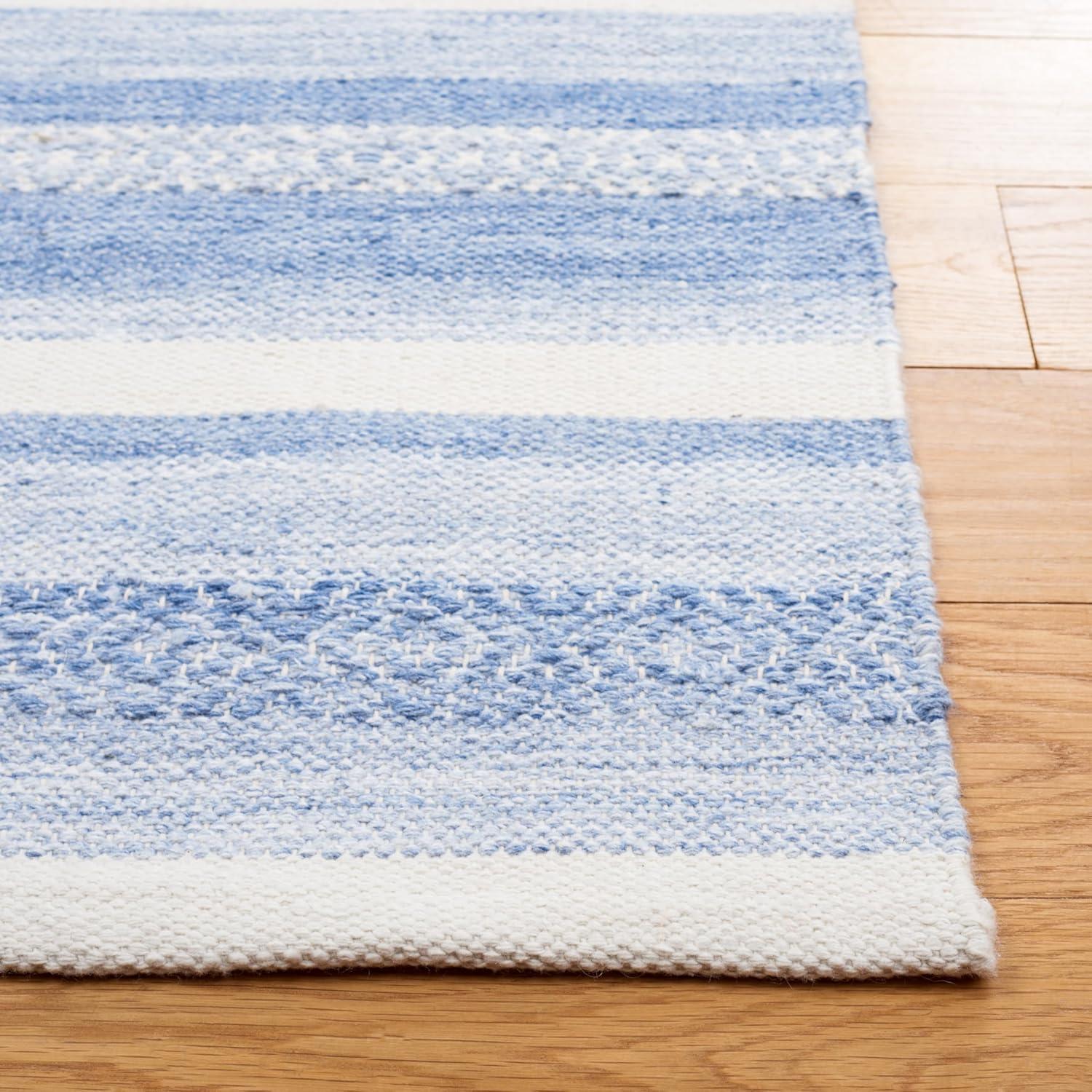 Striped Kilim STK425 Hand Woven Area Rug - Blue/Ivory - 5'x8' - Safavieh.