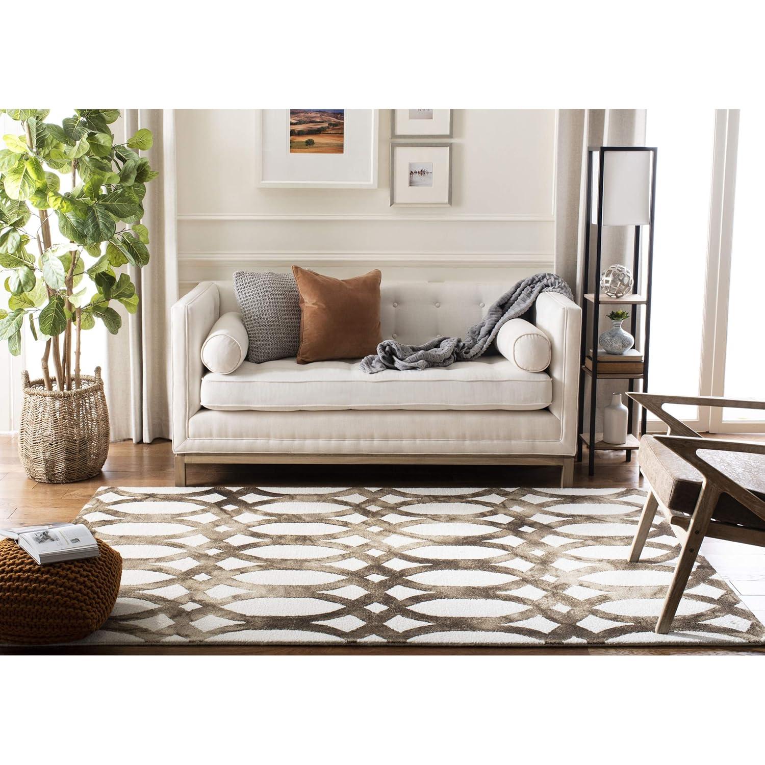 Dip Dye DDY675 Hand Tufted Area Rug - Ivory/Chocolate - 5'x8' - Safavieh.