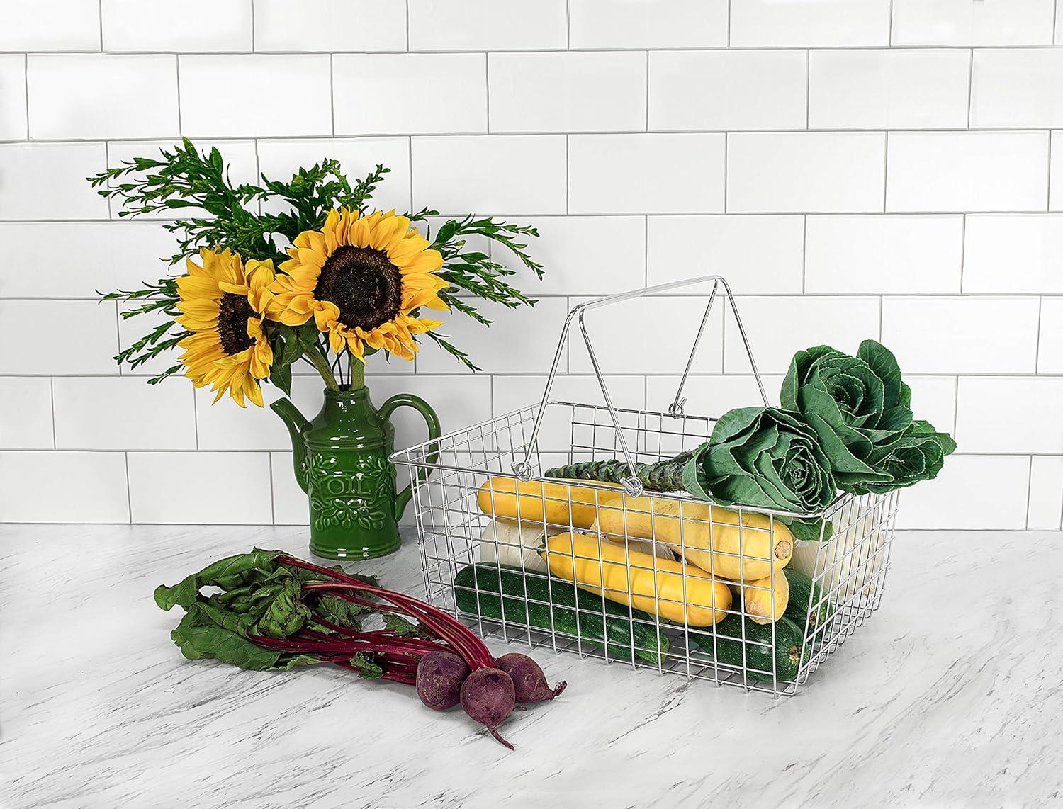 Spectrum Diversified Large Wire Basket: Metal Storage Utility, Multicolored, 21.5" W x 11.75" H, No Assembly Required