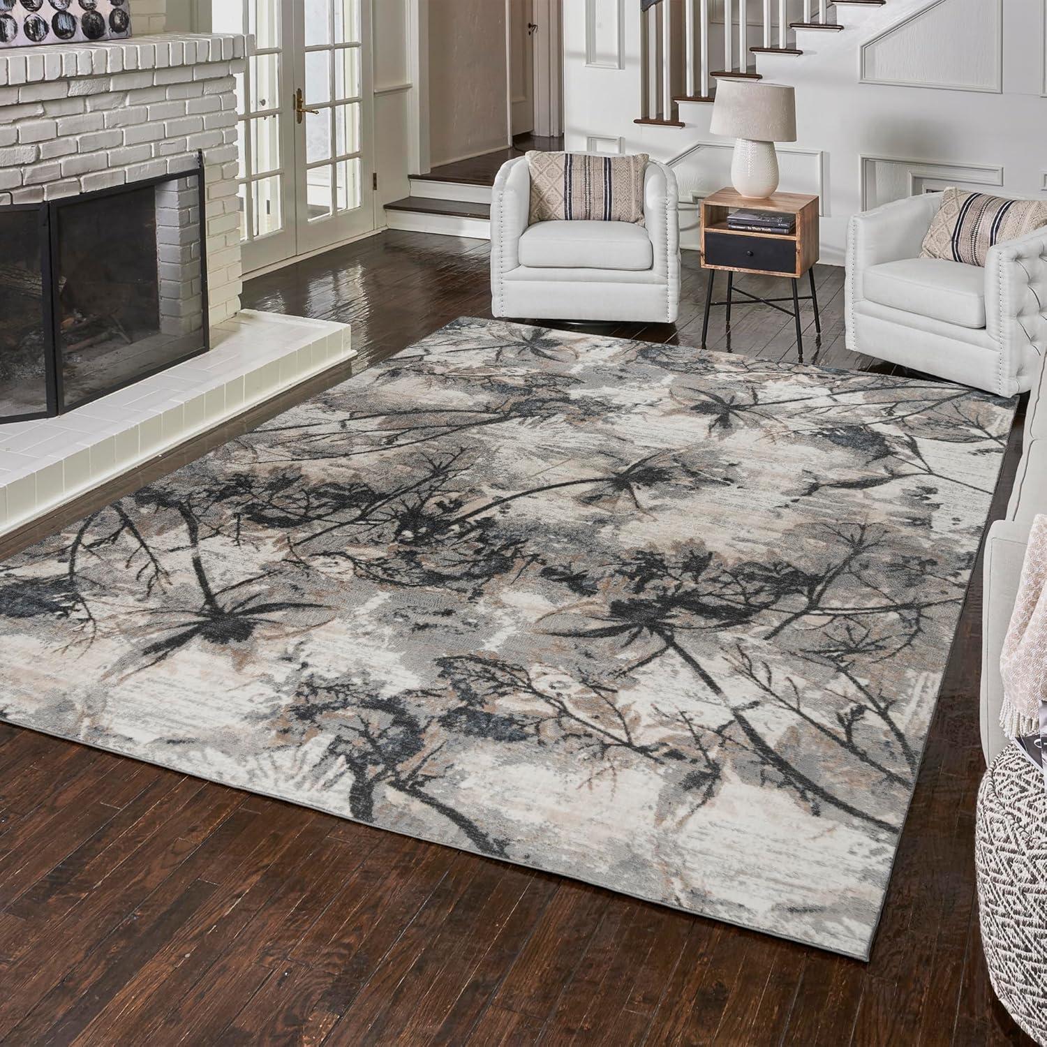 Gertmenian Quattro Scalia Modern Abstract Gray Polyester Polypropylene Indoor Area Rug, 5'3"x7'