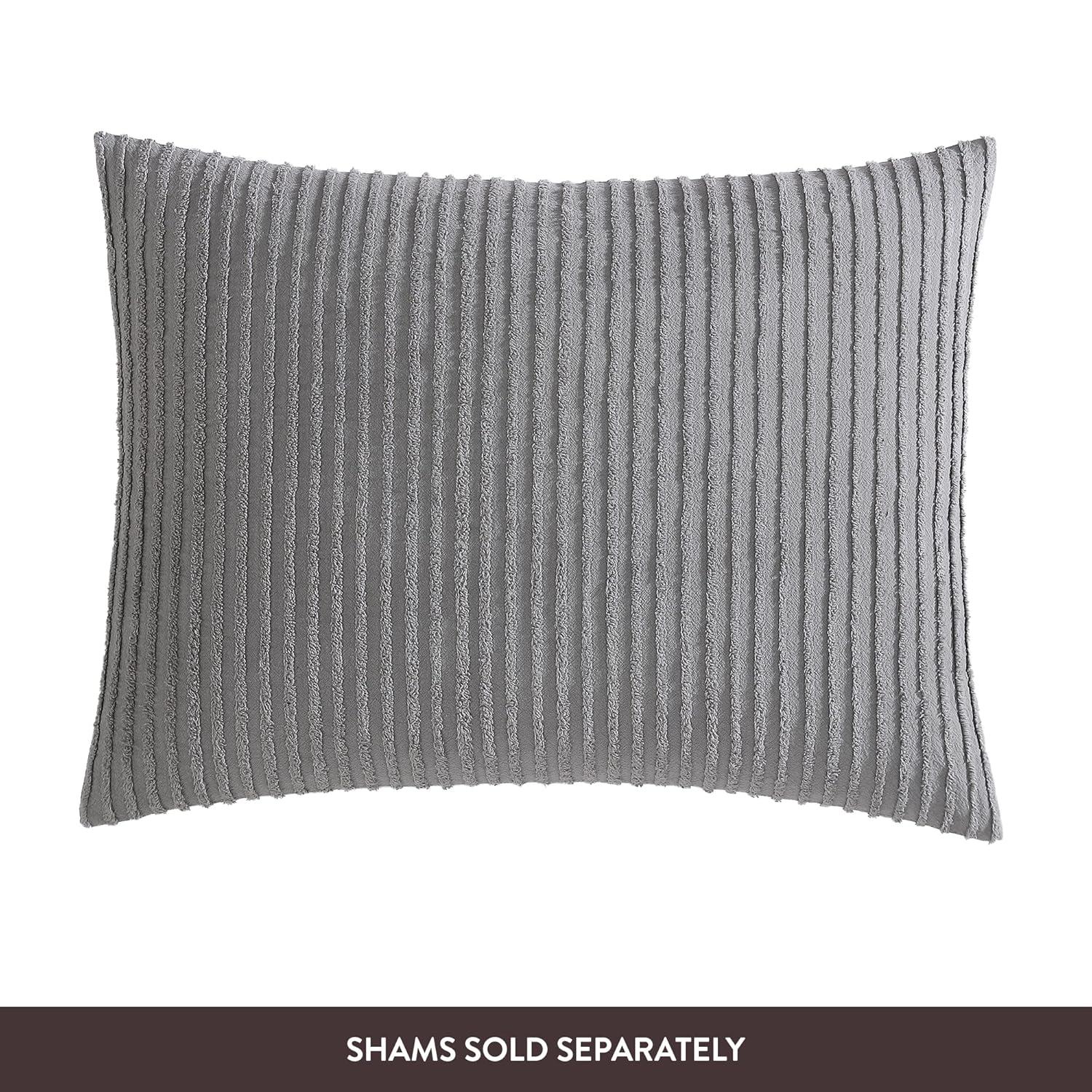 Gray Twin Cotton Channel Chenille Bedspread Set