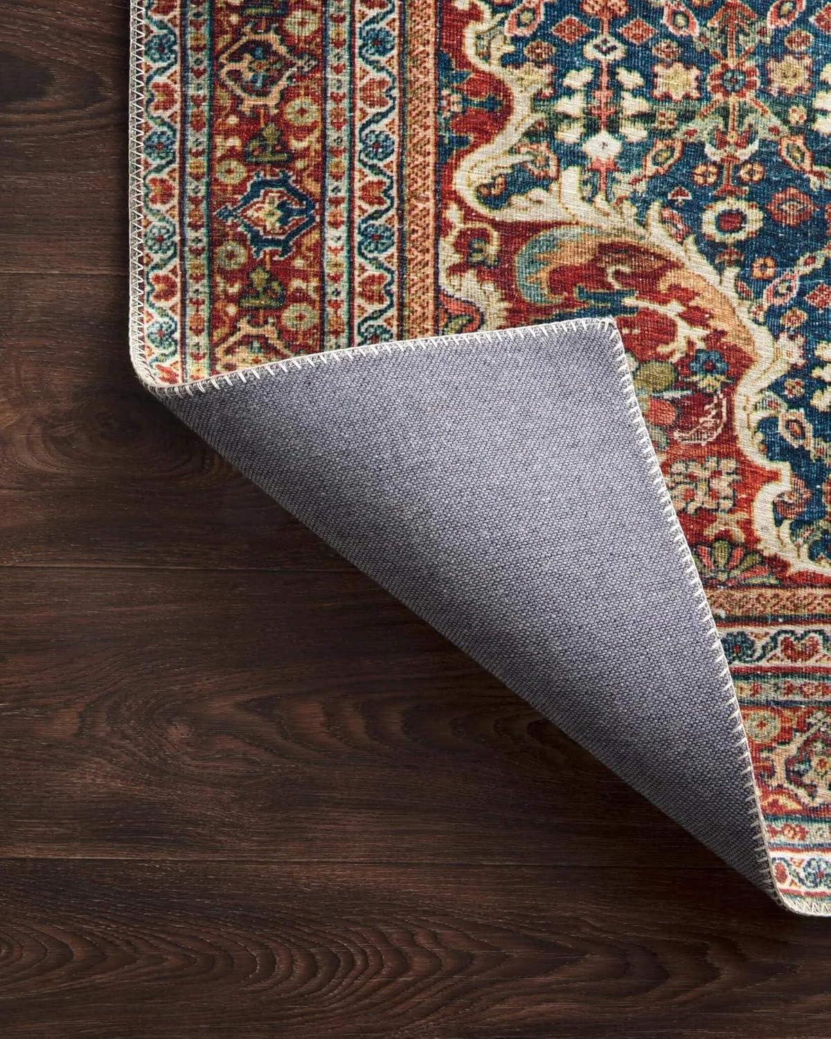 Loloi II Layla Printed Oriental Distressed Cobalt Blue / Spice Area Rug
