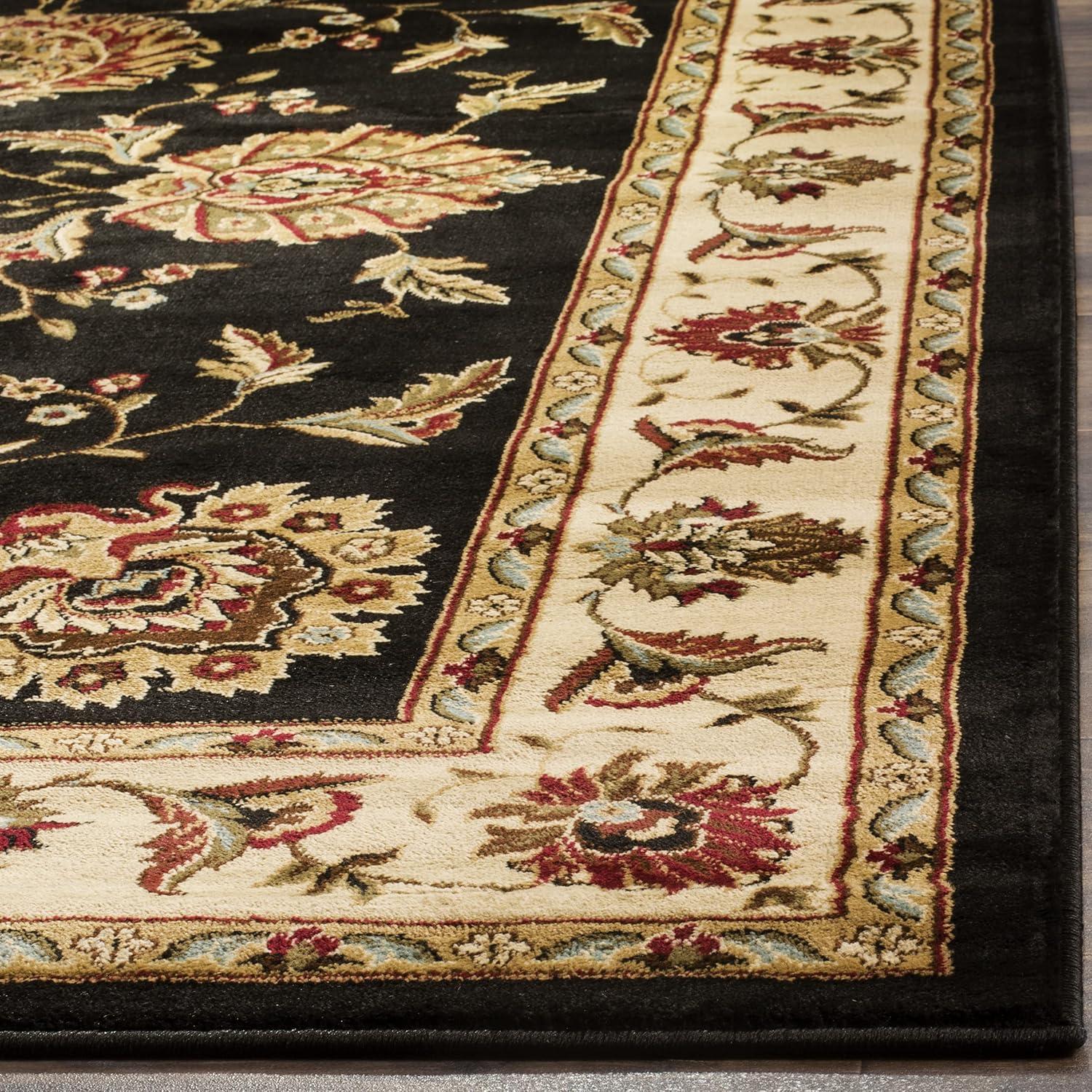 Lyndhurst LNH555 Power Loomed Area Rug - Black/Ivory - 5'3"x7'6" - Safavieh