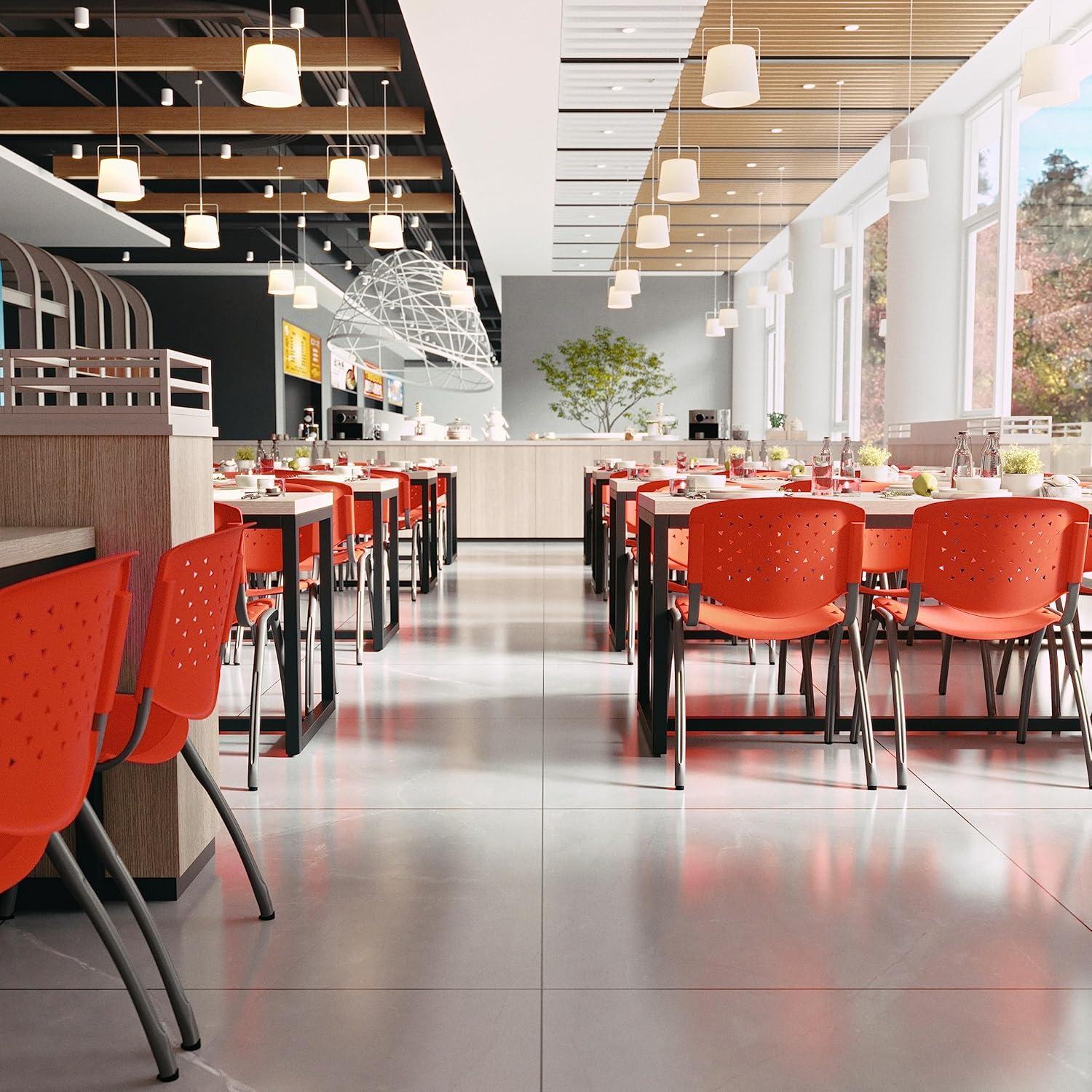 Flash Furniture 5 Pack HERCULES Series 880 lb. Capacity Orange Plastic Stack Chair with Titanium Gray Powder Coated Frame
