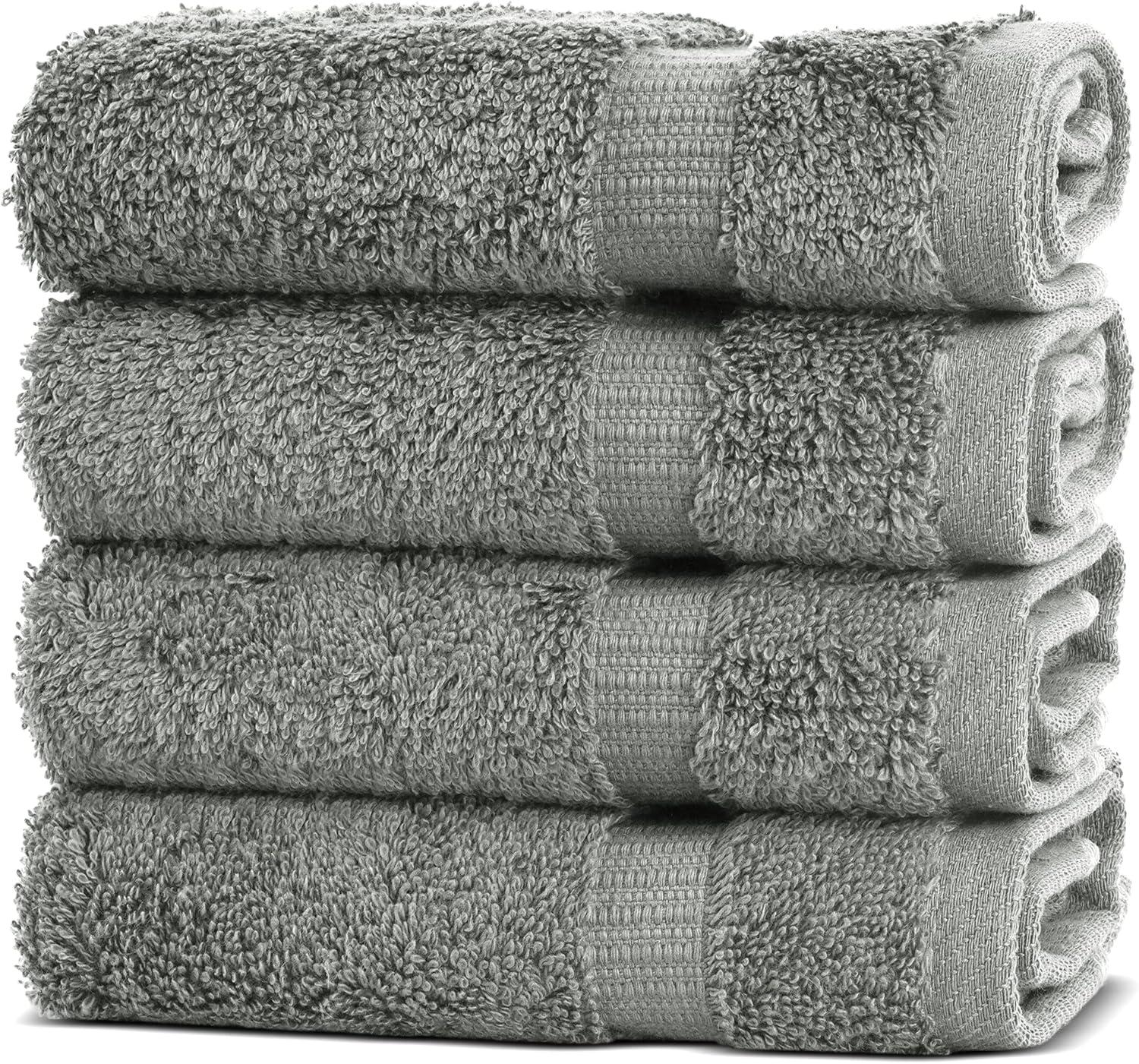 Gray Turkish Cotton Bath Towels Set of 4