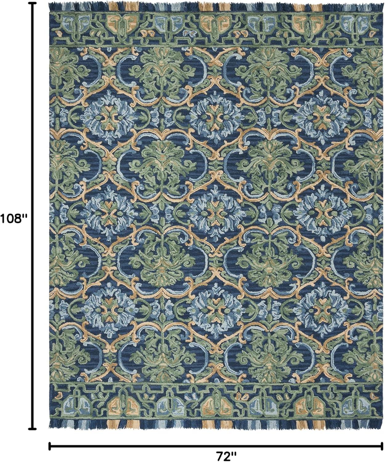 SAFAVIEH Blossom Abram Geometric Area Rug, Navy/Green, 6' x 9'