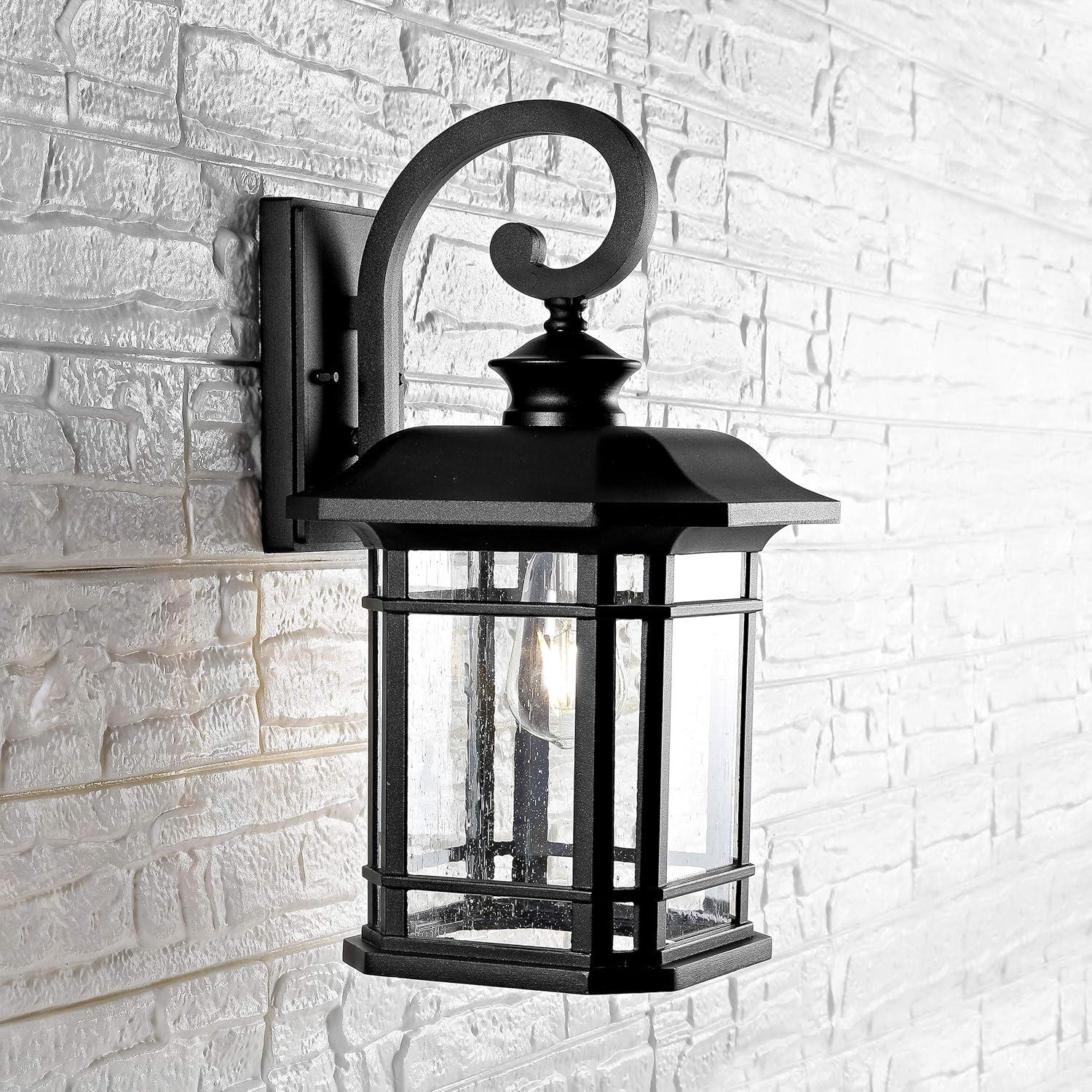 SAFAVIEH Cendra LED Black Aluminium Outdoor Wall Sconce with Clear Glass Shade