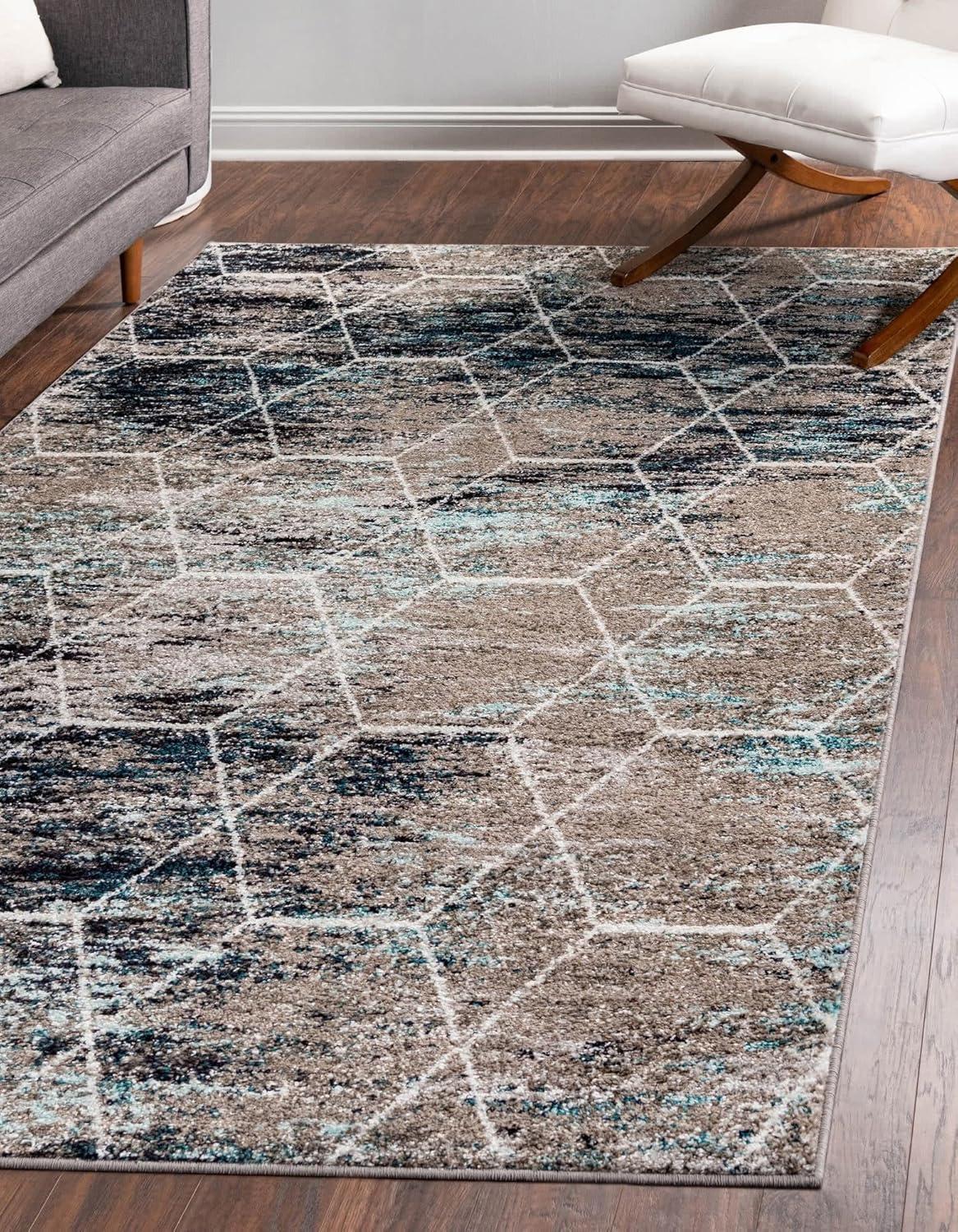 Unique Loom 3' 3 x 5' 3 Trellis Frieze Geometric Black Area Rug