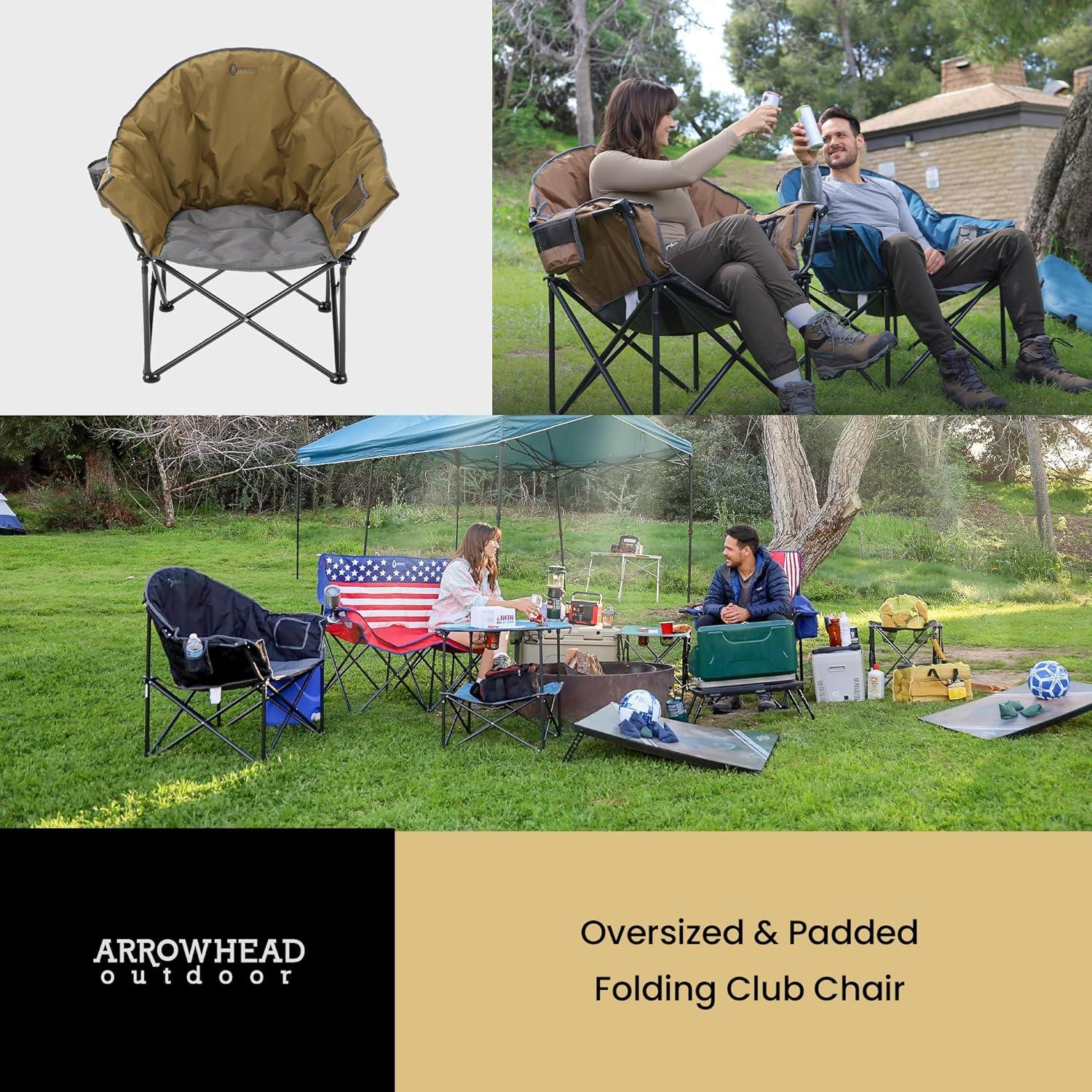ARROWHEAD Outdoor Folding Camping Chair with Cushions