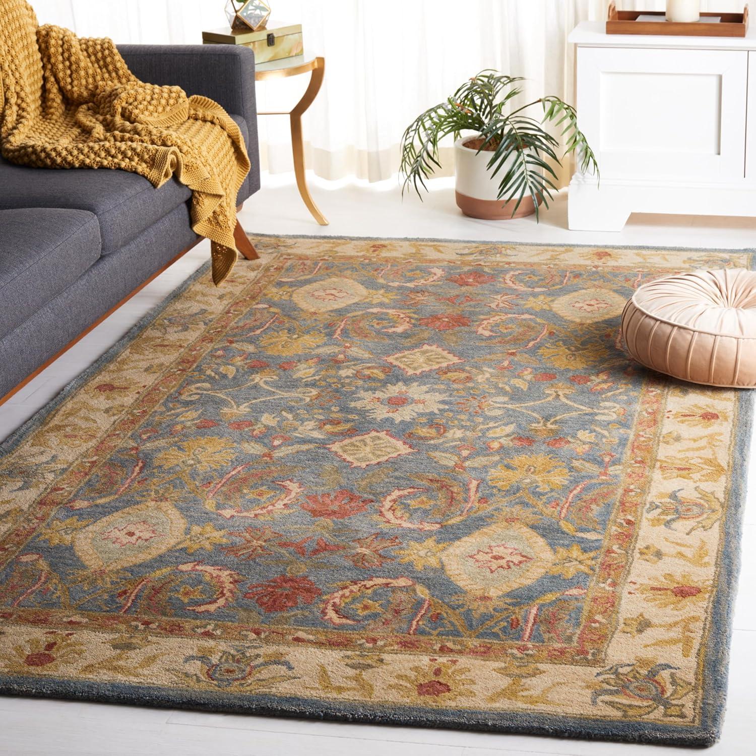 Anatolia AN544 Hand Tufted Indoor Area Rug - Light Blue/Ivory - 6'x9' - Safavieh