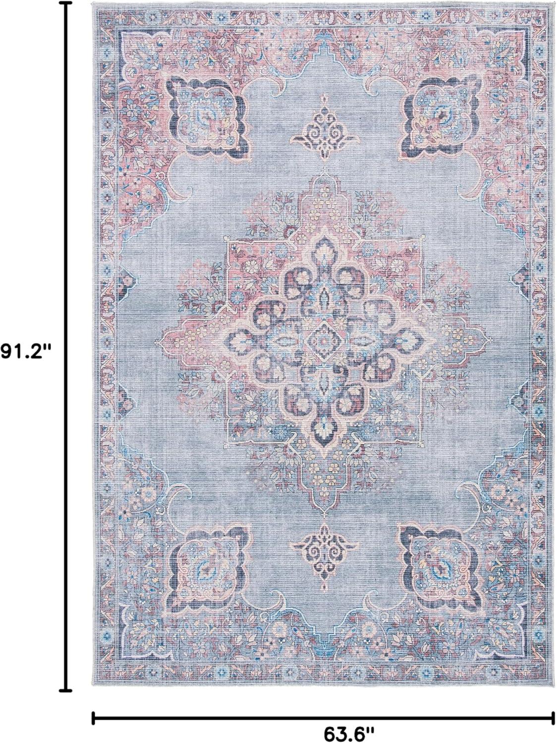 Serapi SEP580 Power Loomed Machine Washable Skid-Resistant Indoor Area Rug - Ivory/Blue - 5'3"x7'6" - Safavieh