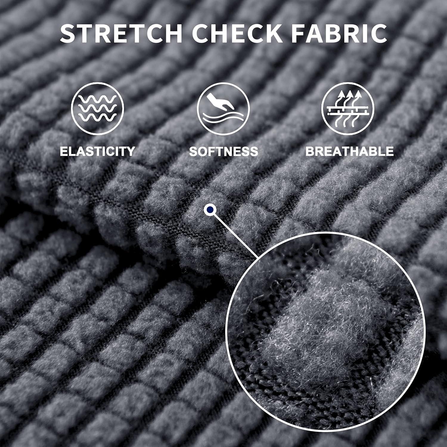 Subrtex Stretch 2-Piece Textured Plaid Sofa Slipcover, Gray