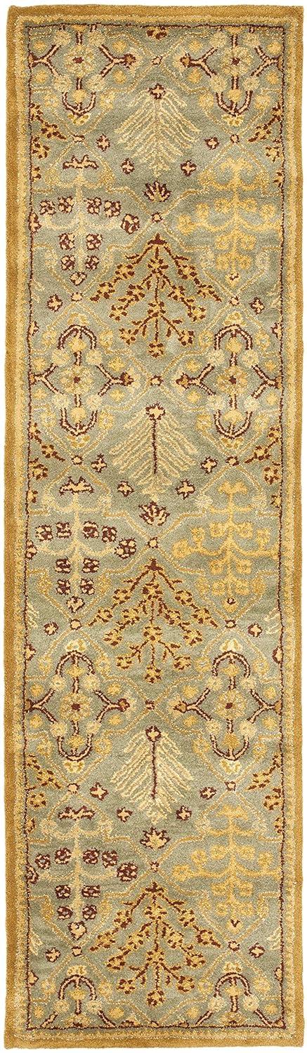 Antiquity AT613 Hand Tufted Area Rug - Light Blue/Gold - 2'3"x20' - Safavieh.