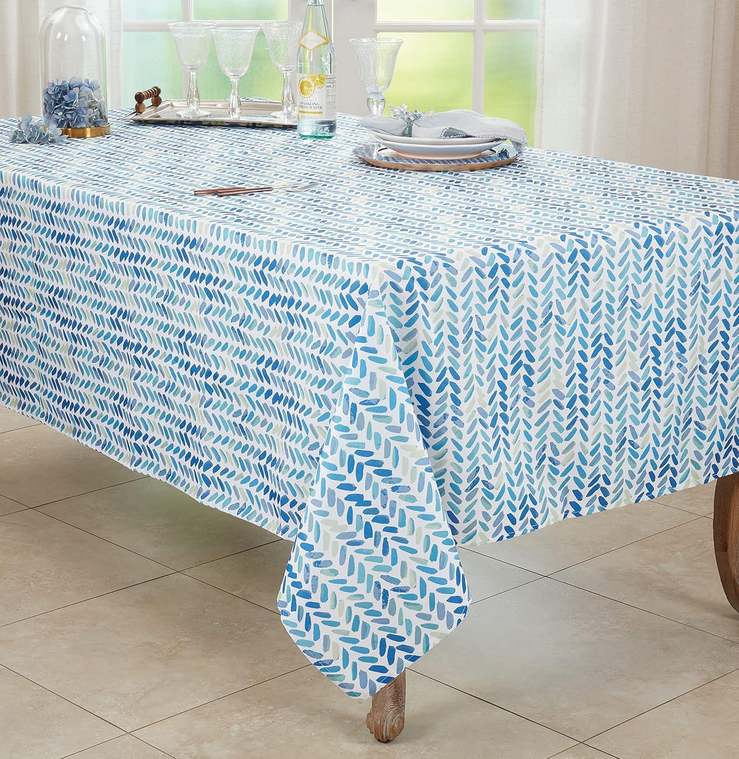 Saro Lifestyle Watercolor Tablecloth With Chevron Design