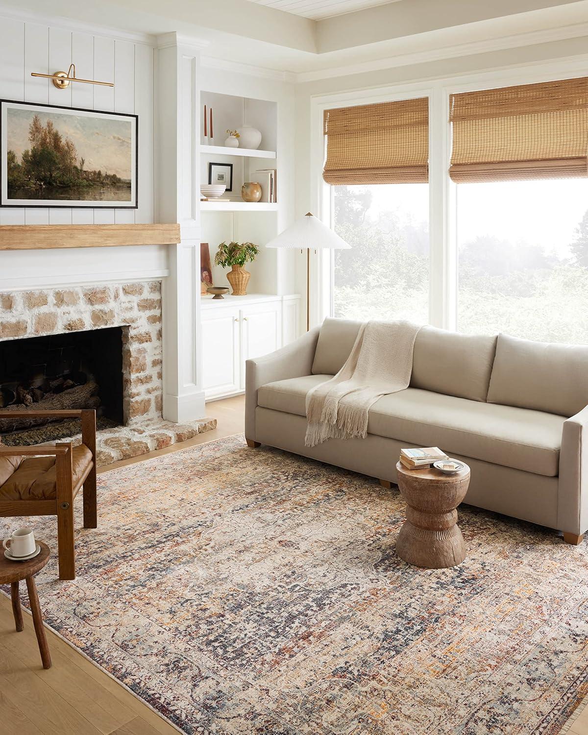 Loloi Rugs Sorrento Oriental Machine Made Power Loom Polyester Area Rug in Natural