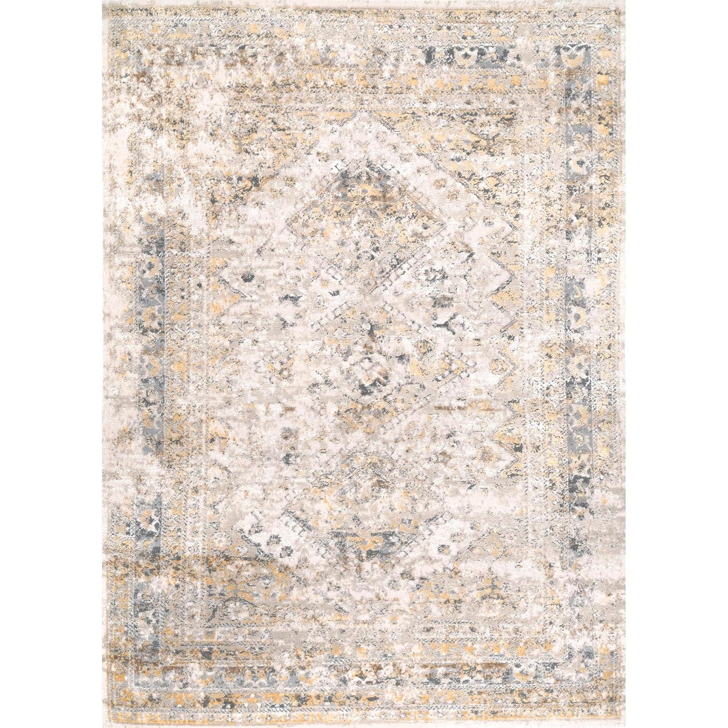 Nuloom Madisson Medallion 4x6 Indoor Area Rug for Living Room Bedroom Dining Room Kitchen, Gold/Ivory