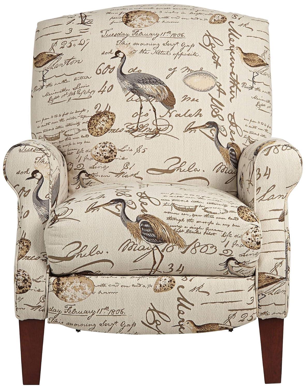 Kensington Hill Birdsong Script and Bird Recliner Chair Modern Armchair Comfortable Push Manual Reclining Footrest for Bedroom Living Room Reading