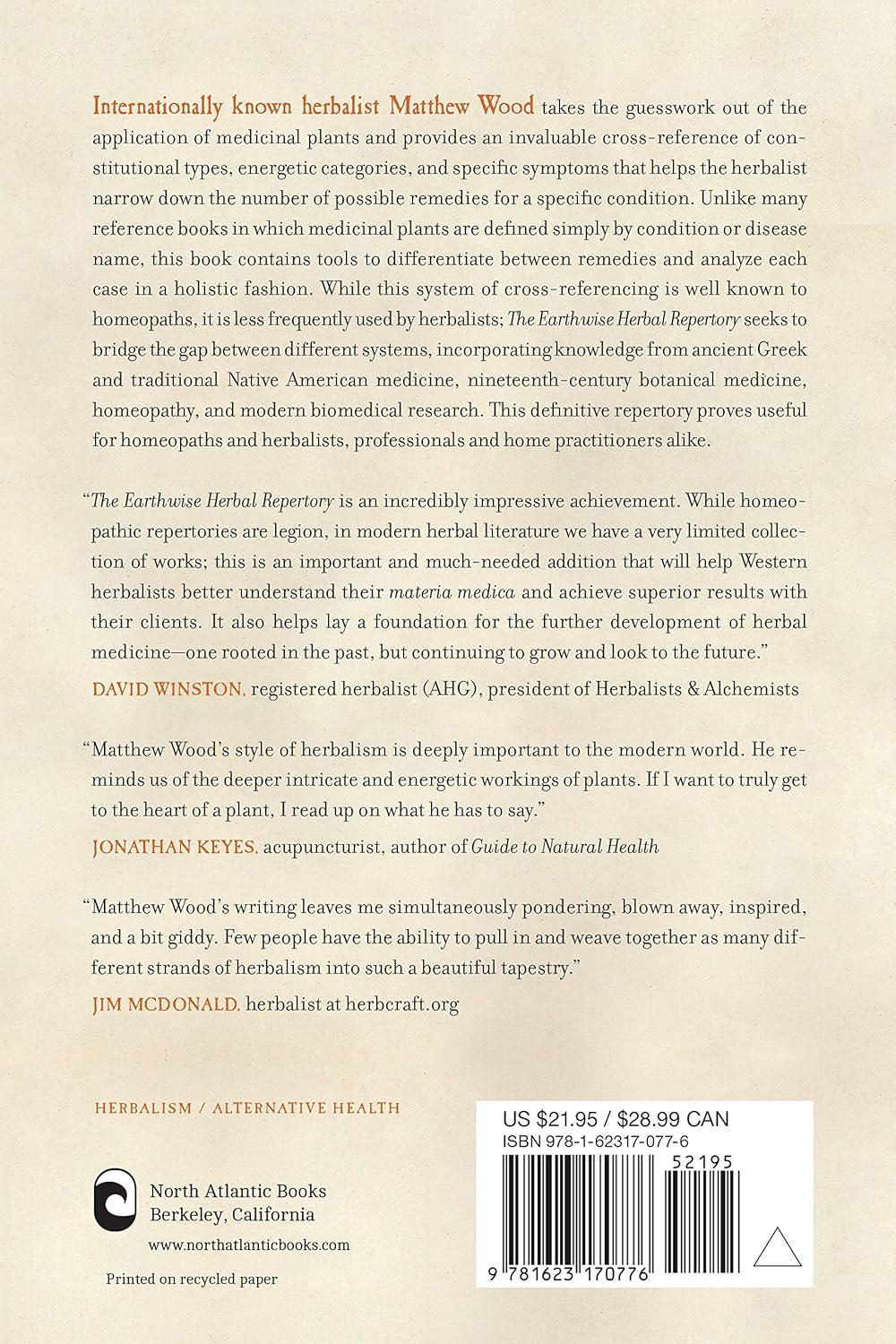 The Earthwise Herbal Repertory - by  Matthew Wood (Paperback)