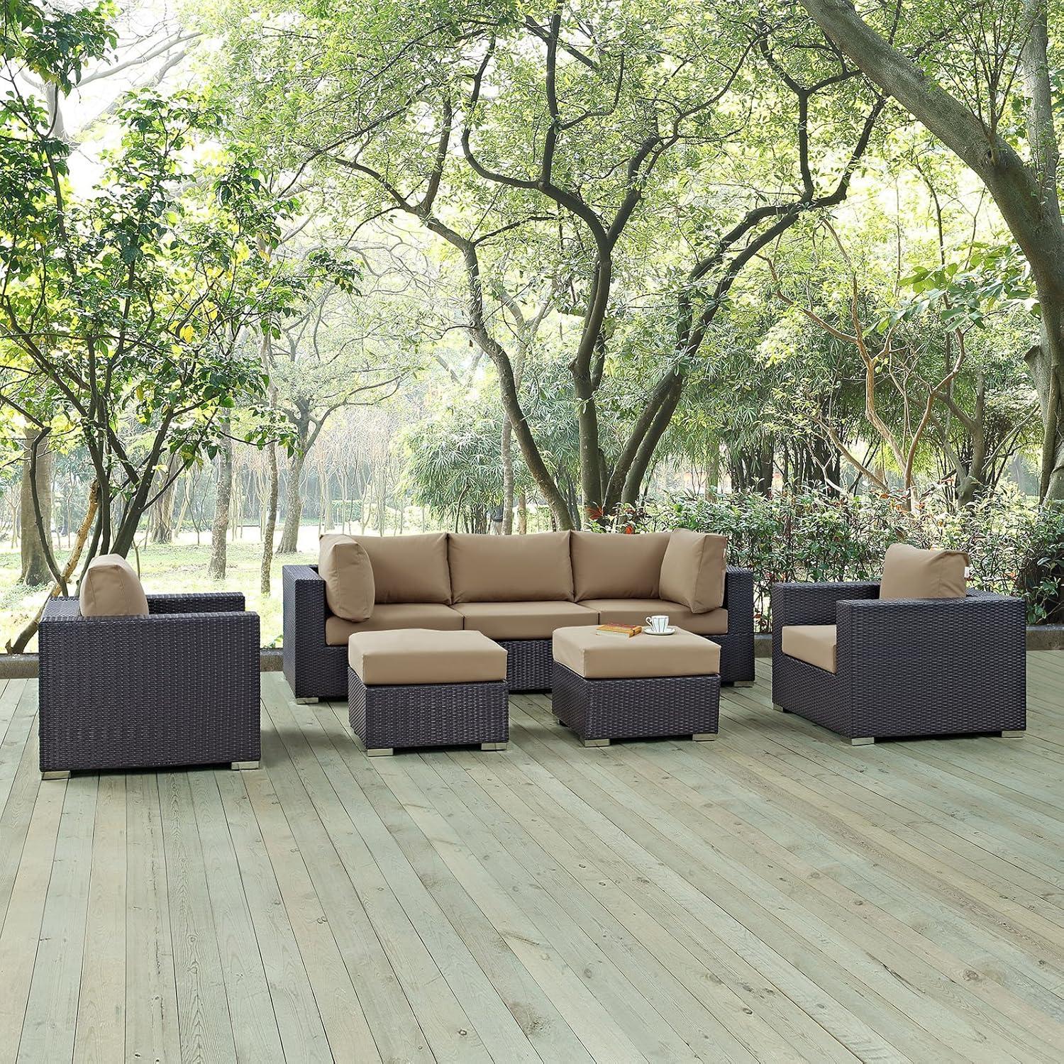 Espresso Mocha 7-Piece Outdoor Patio Sectional Set with Cushions