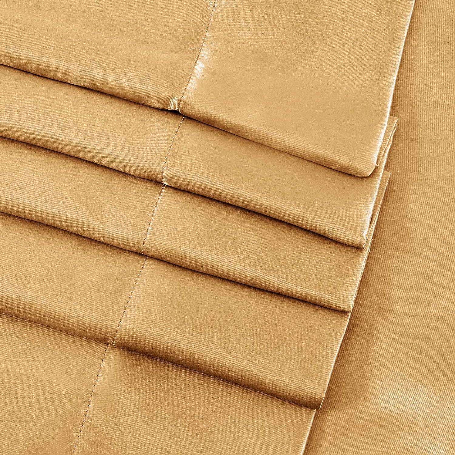 Soft Gold Satin Full Size 4-Piece Bed Sheet Set