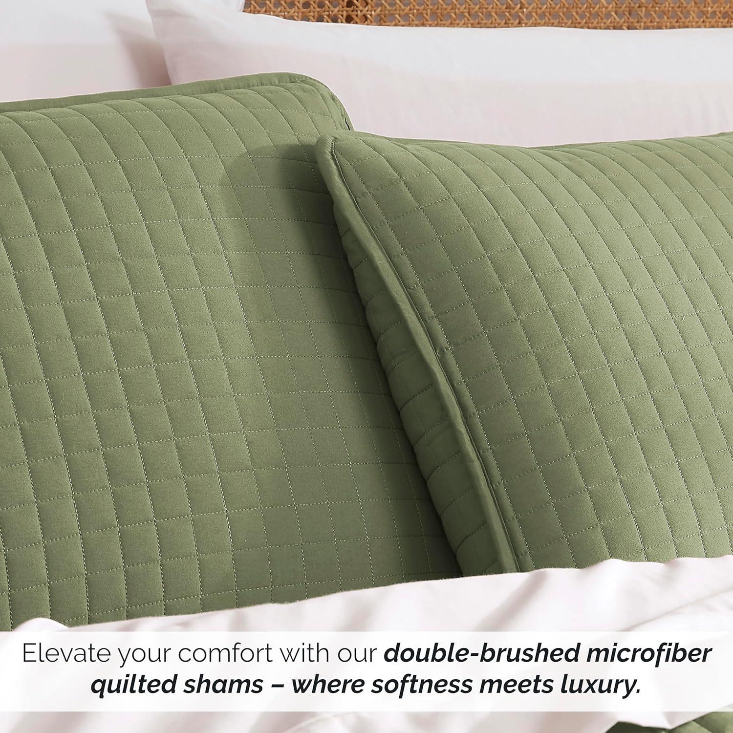 Southshore Fine Living, Inc. Pillow Shams King Size Set of 2, Large 20"x36" Sage Green Pillow Covers for King Size Pillows, Luxury Quilted Sham Covers to Complement Home Decor, Sage Green