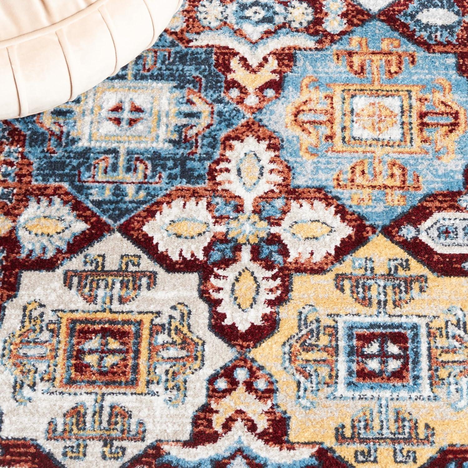 Bayside BAY102 Power Loomed Area Rug - Blue/Red - 5'3"x7'6" - Safavieh.