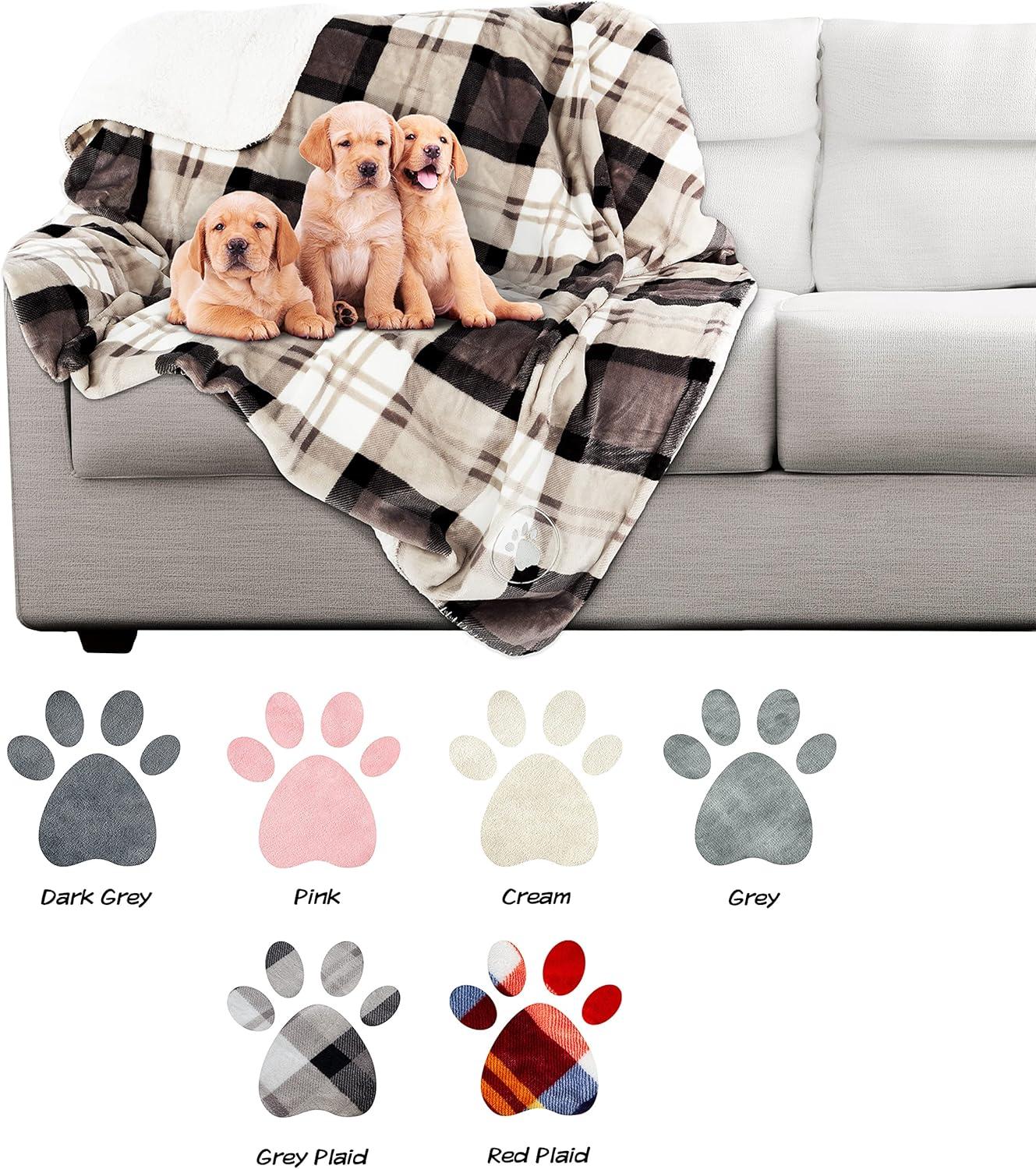 Pet Blanket - Reversible Waterproof Plaid Throw Protects Couch, Car, and Bed from Spills, Stains, or Fur - Dog and Cat Blankets by Petmaker (Gray)