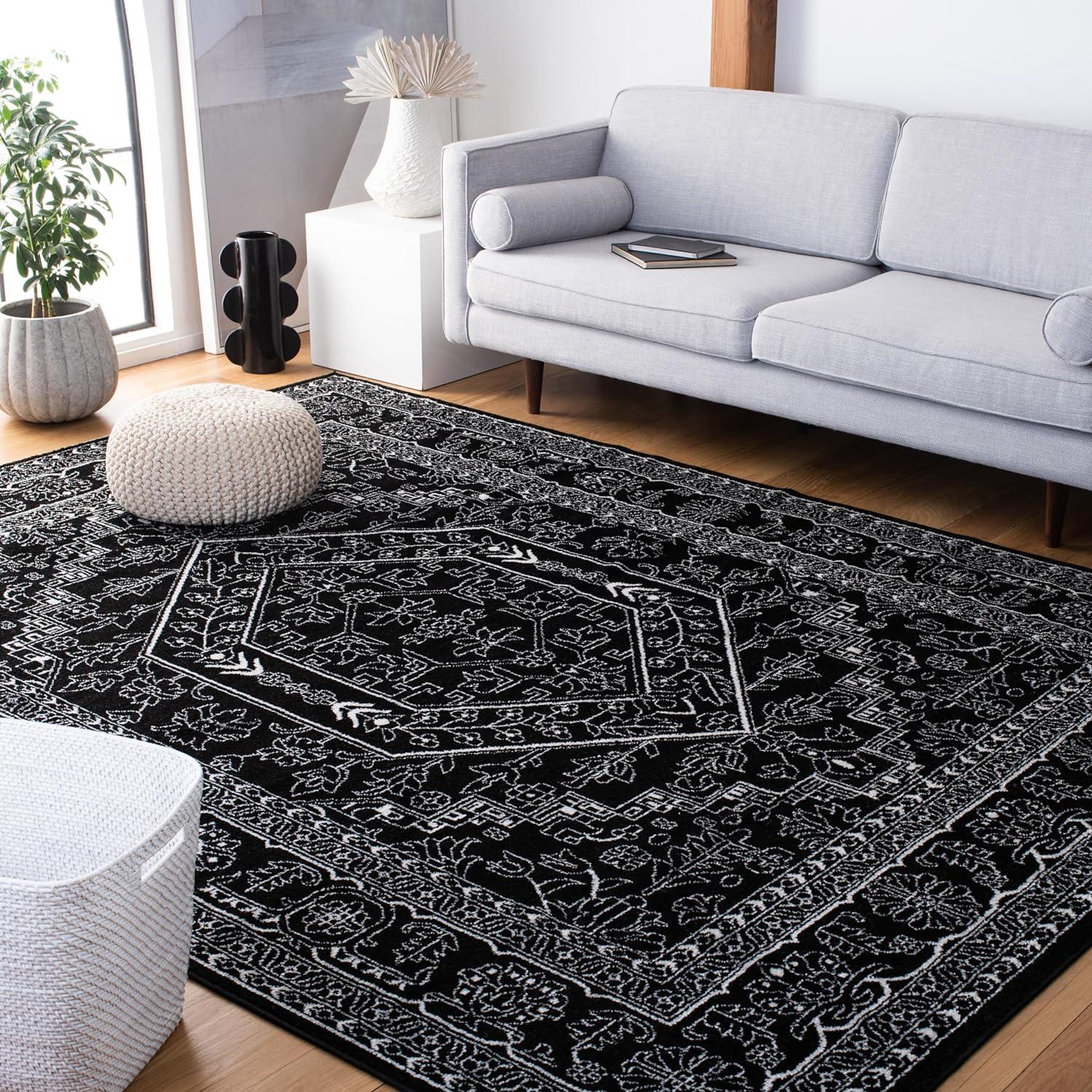 Adirondack ADR108 Power Loomed Area Rug - Black/Teal - 8'x10' - Safavieh.