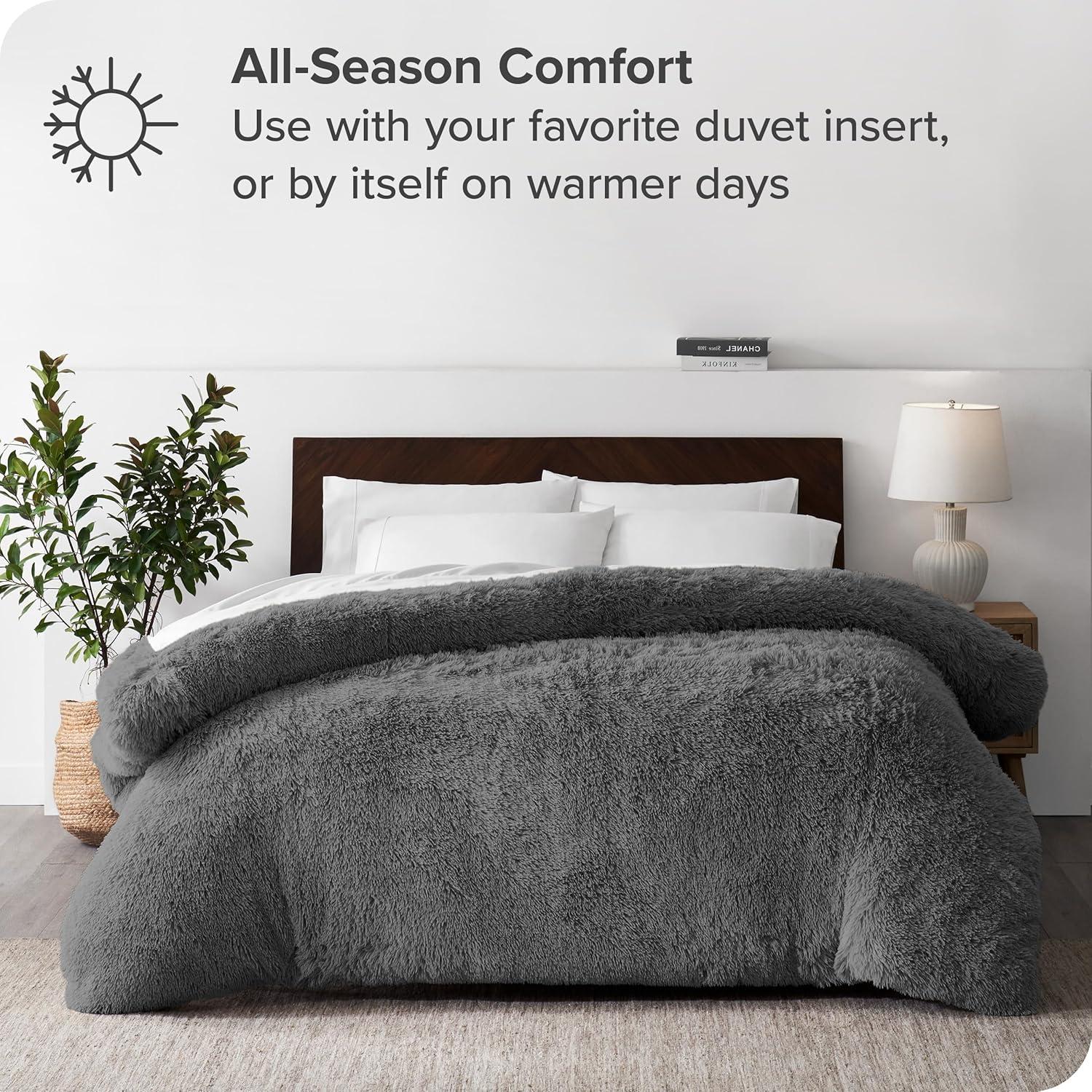 Bare Home Shaggy Fleece Plush Duvet Cover