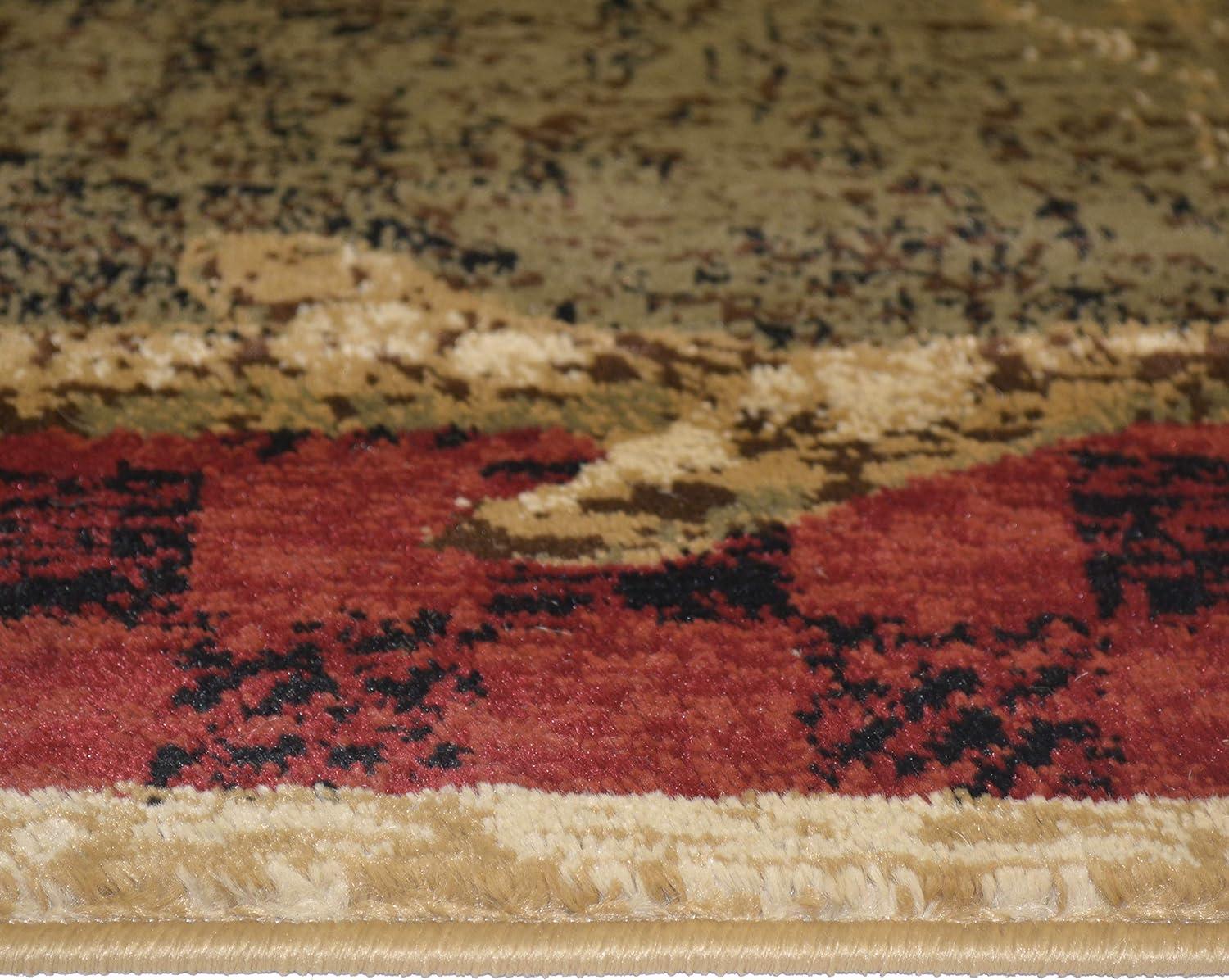 Rustic Multicolor Forest Scene Polypropylene Area Rug 7'10" x 9'10"