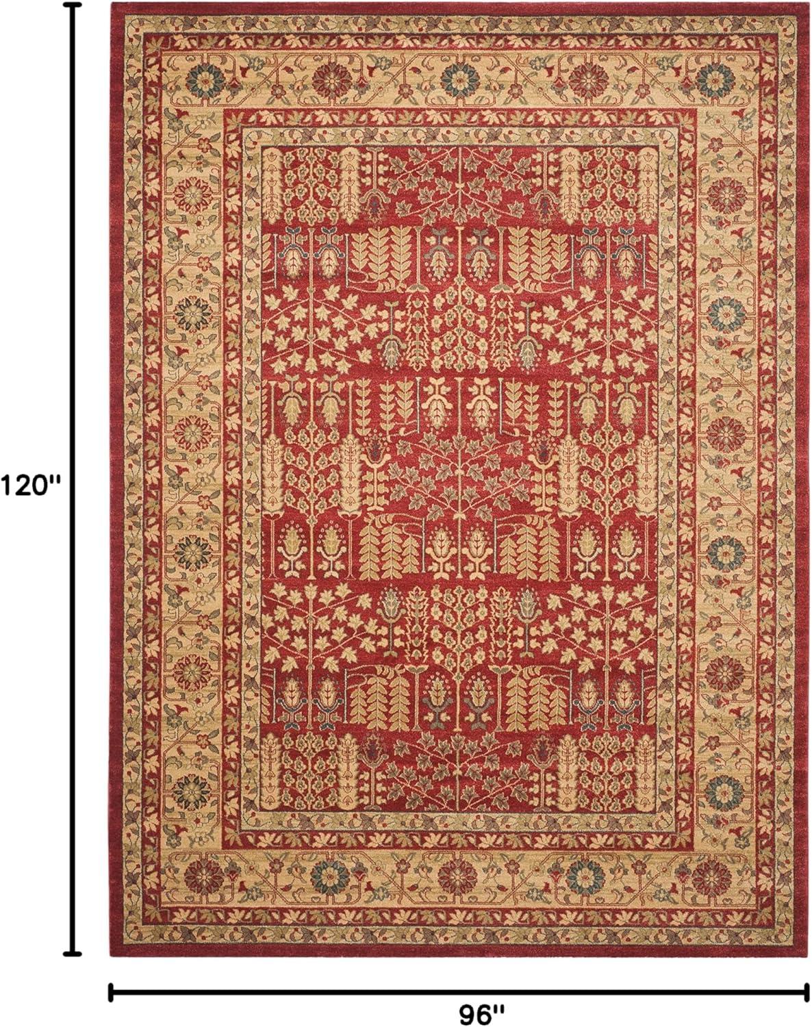 Traditional Red and Natural Synthetic 8' x 10' Area Rug