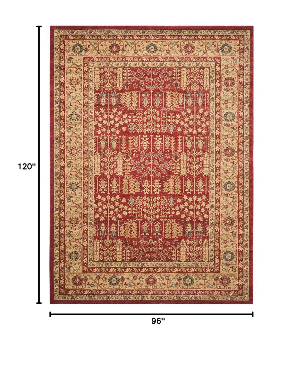 Traditional Red and Natural Synthetic 8' x 10' Area Rug
