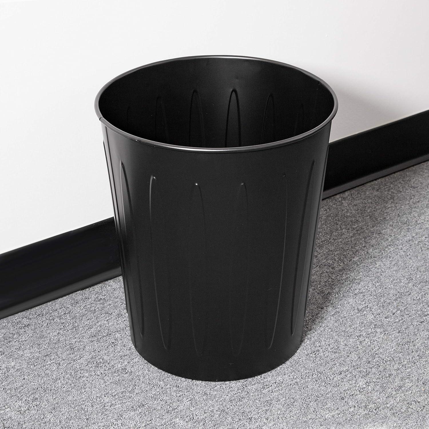 Genuine Joe Steel 6 Gallon Fire-safe Trash Can - 6 gal Capacity - 14" Height x 13" Depth - Metal, Steel - Black  GJO5889