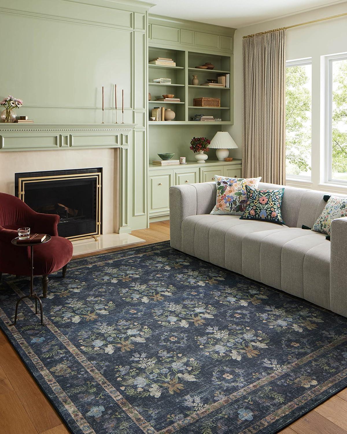 Rifle Paper Co. x Loloi Courtyard Navy Area Rug feat. CloudPile