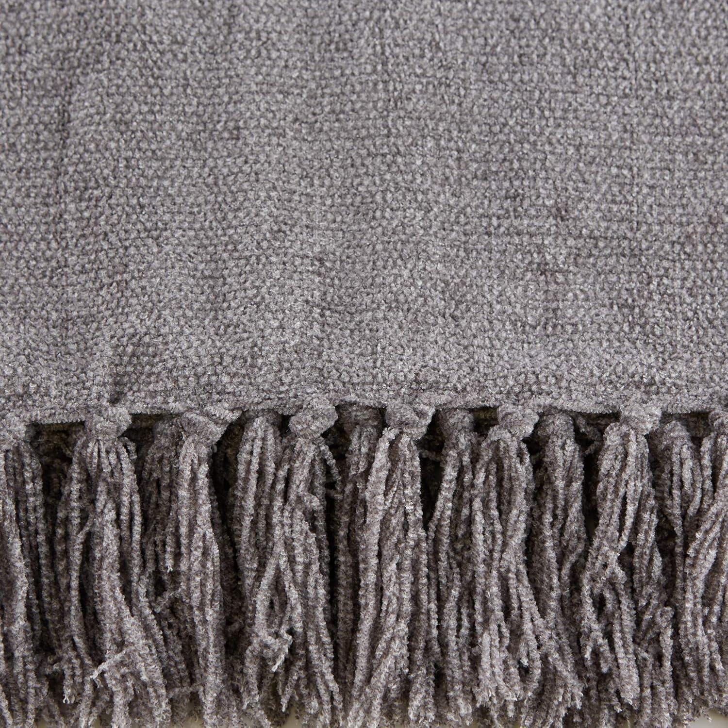 50"x60" Chenille Throw Blanket Soft Gray - Design Imports: Cozy for Couch, Lightweight Woven Polyester