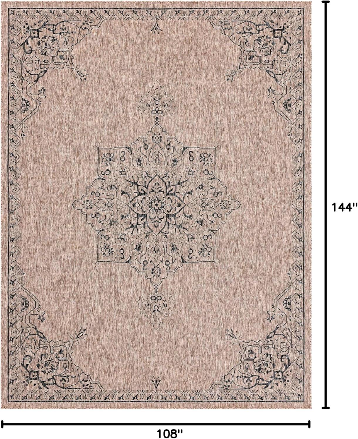 Unique Loom 9' 0 x 12' 2 Rectangle Indoor/Outdoor Traditional Beige Area Rug
