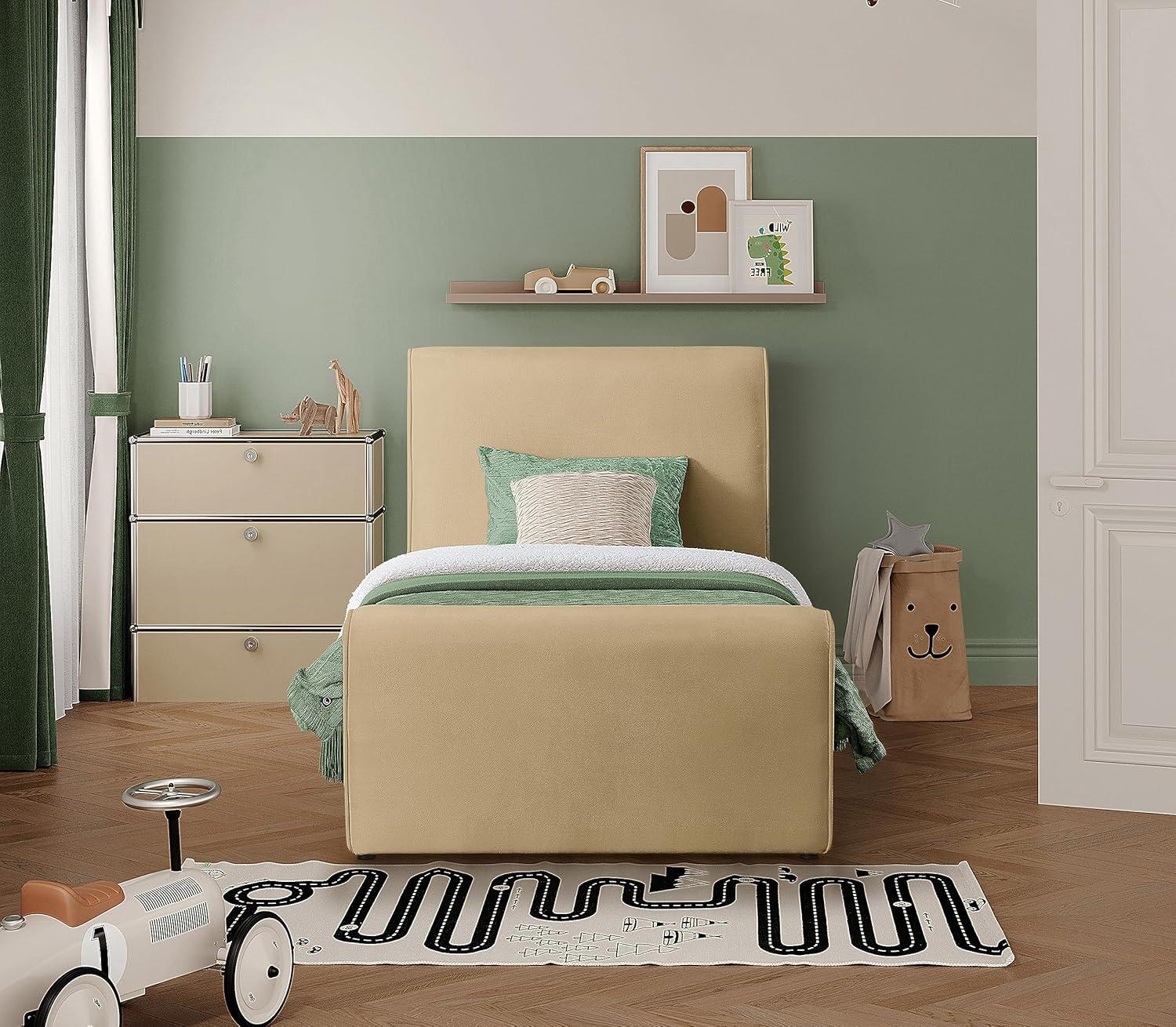 Meridian Furniture Sloan Camel Velvet Queen Bed