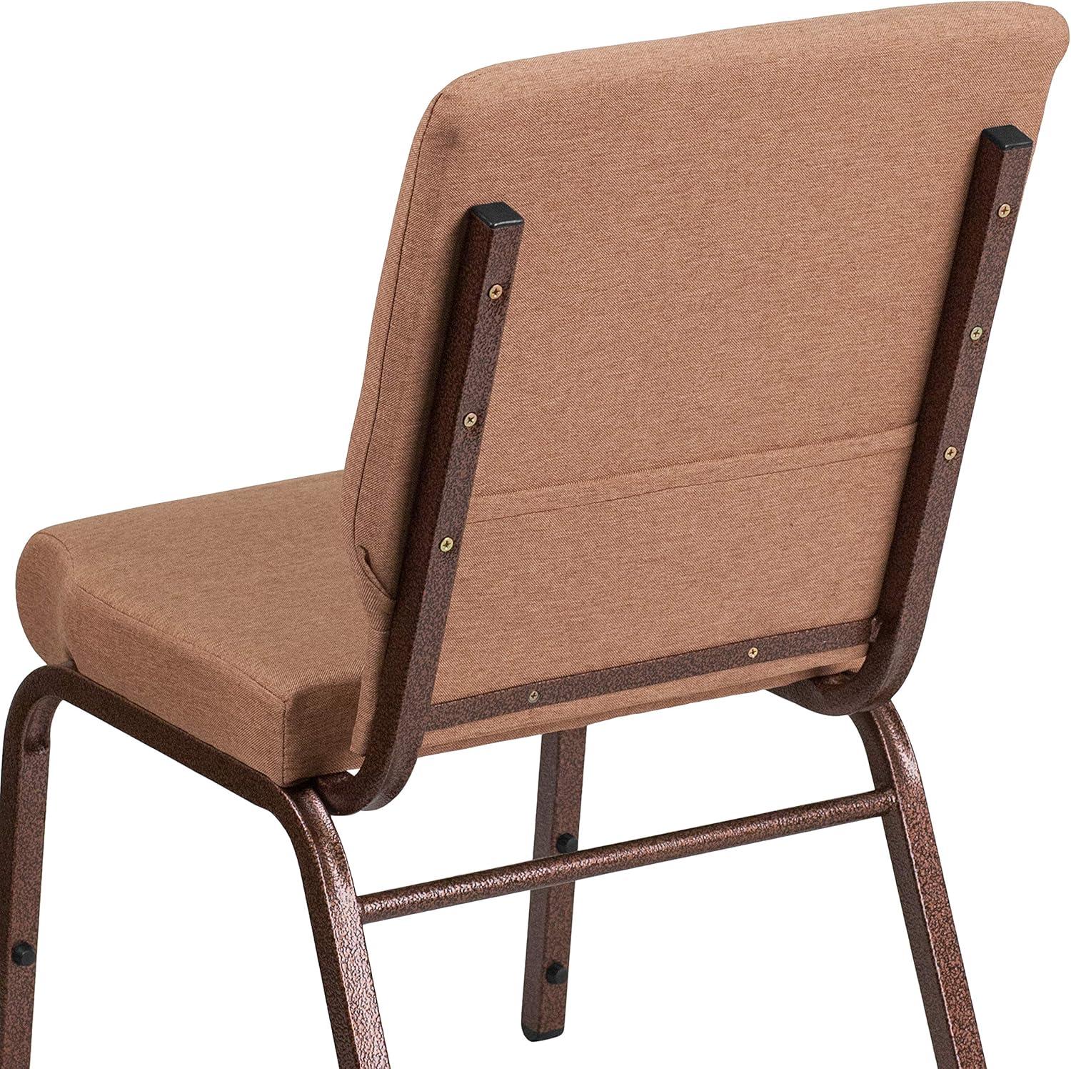 Flash Furniture HERCULES Series 18.5''W Stacking Church Chair in Caramel Fabric - Copper Vein Frame