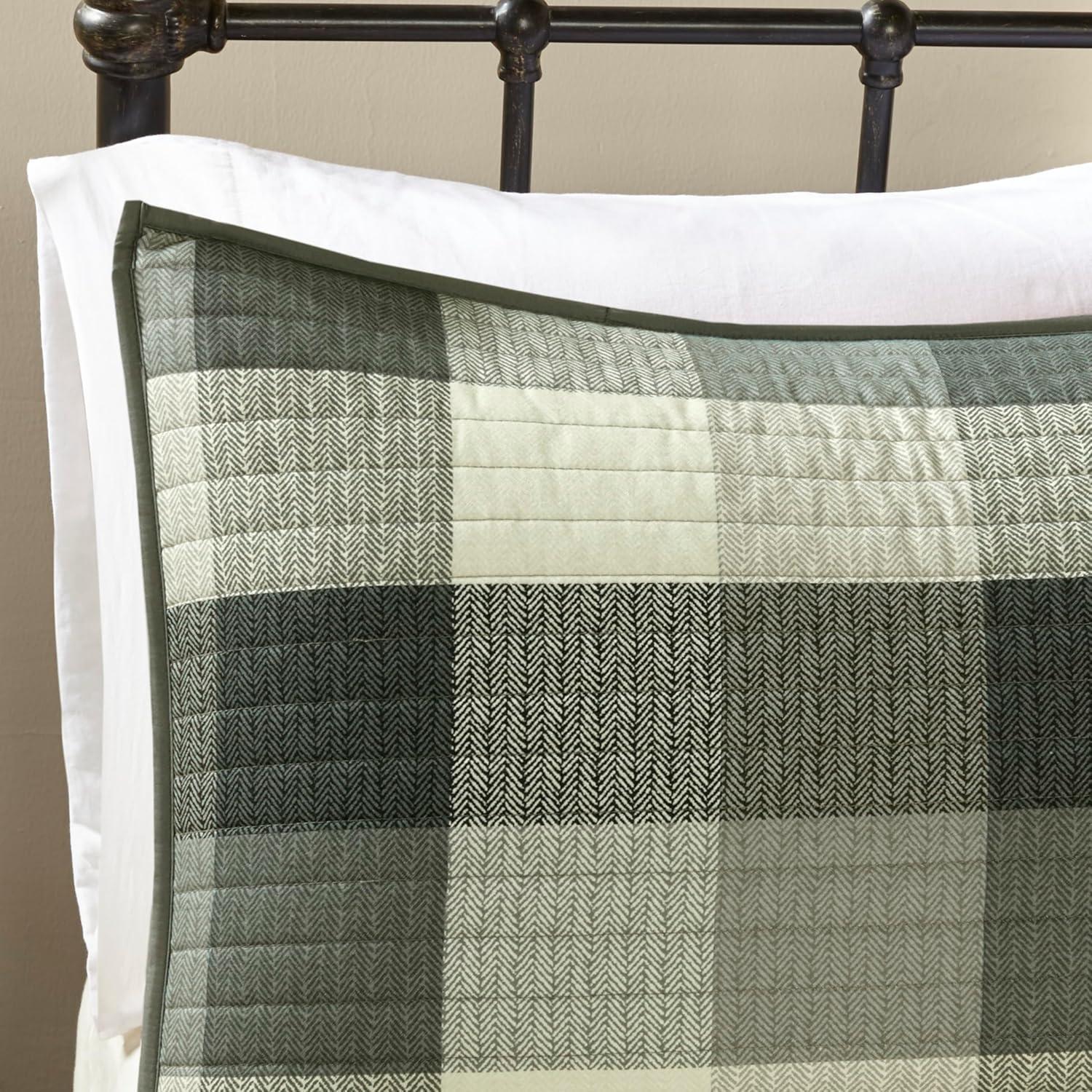 Madison Park 6pc King/California King Warren Herringbone Quilted Reversible Coverlet Set with Decorative Pillows Gray: Rustic Comfort Bedding Set