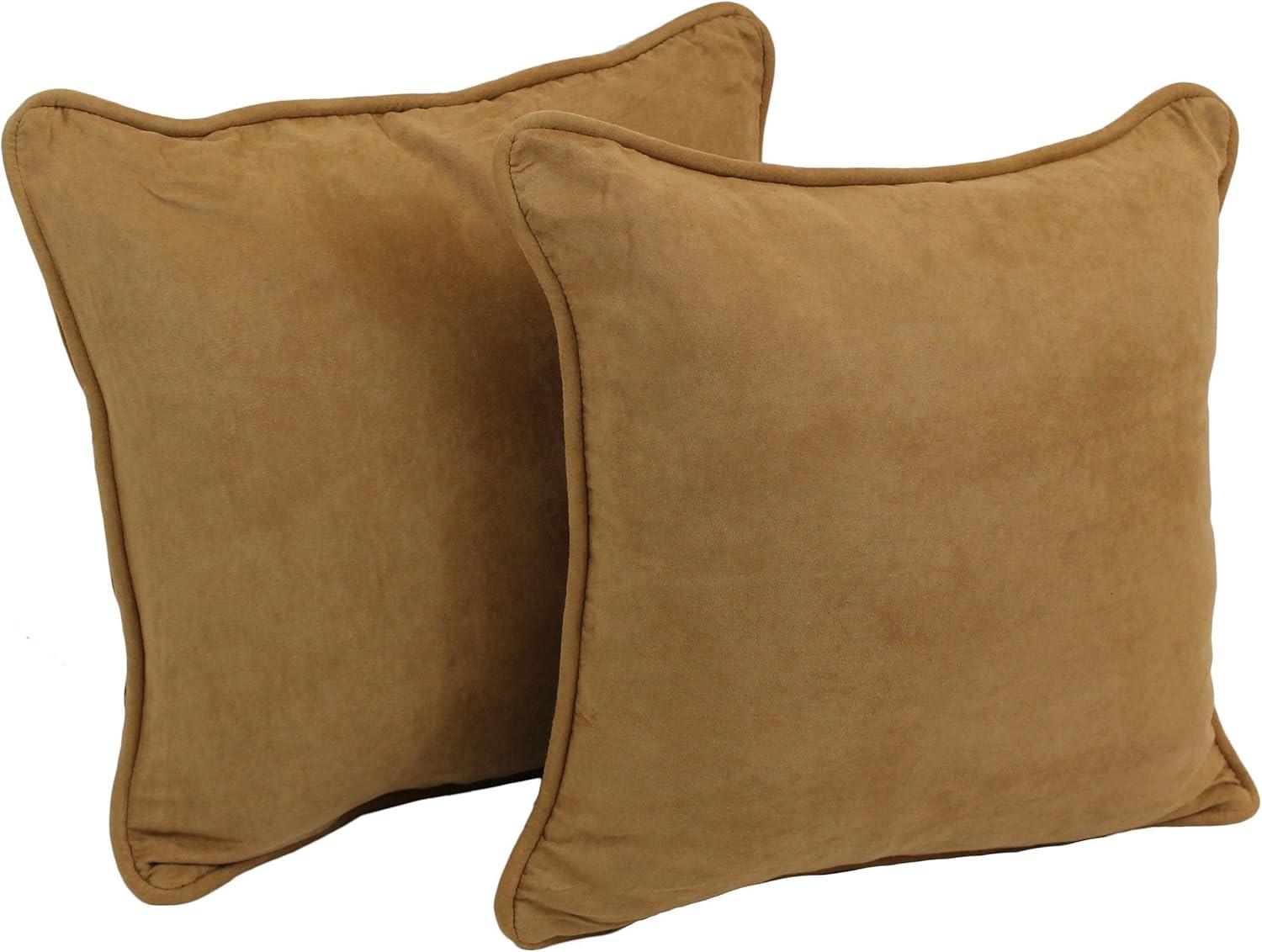Blazing Needles 18-inch Double-corded Solid Microsuede Square Throw Pillows (Set of 2)