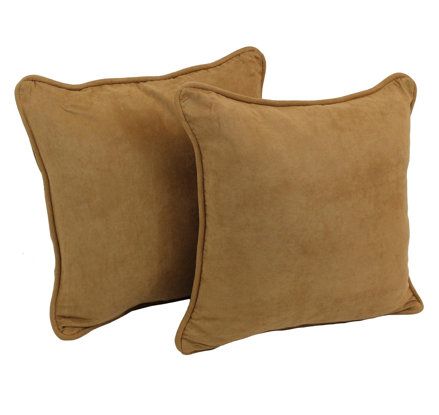 Blazing Needles 18-inch Double-corded Solid Microsuede Square Throw Pillows (Set of 2)