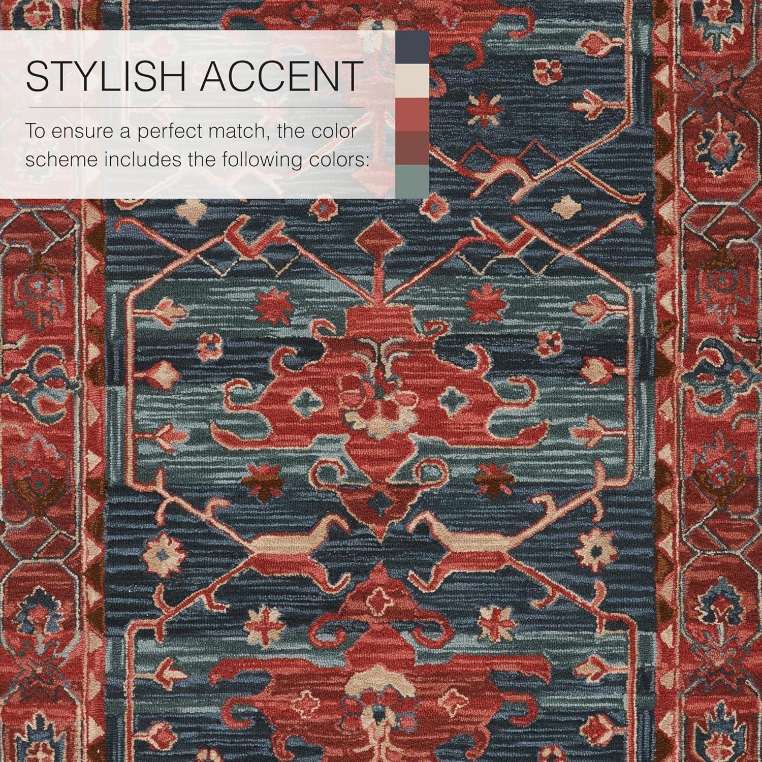 Jaipur Living Cardamom 9 x 12 (ft) Tufted Wool Red/Blue Rectangular Indoor Medallion Global Area rug