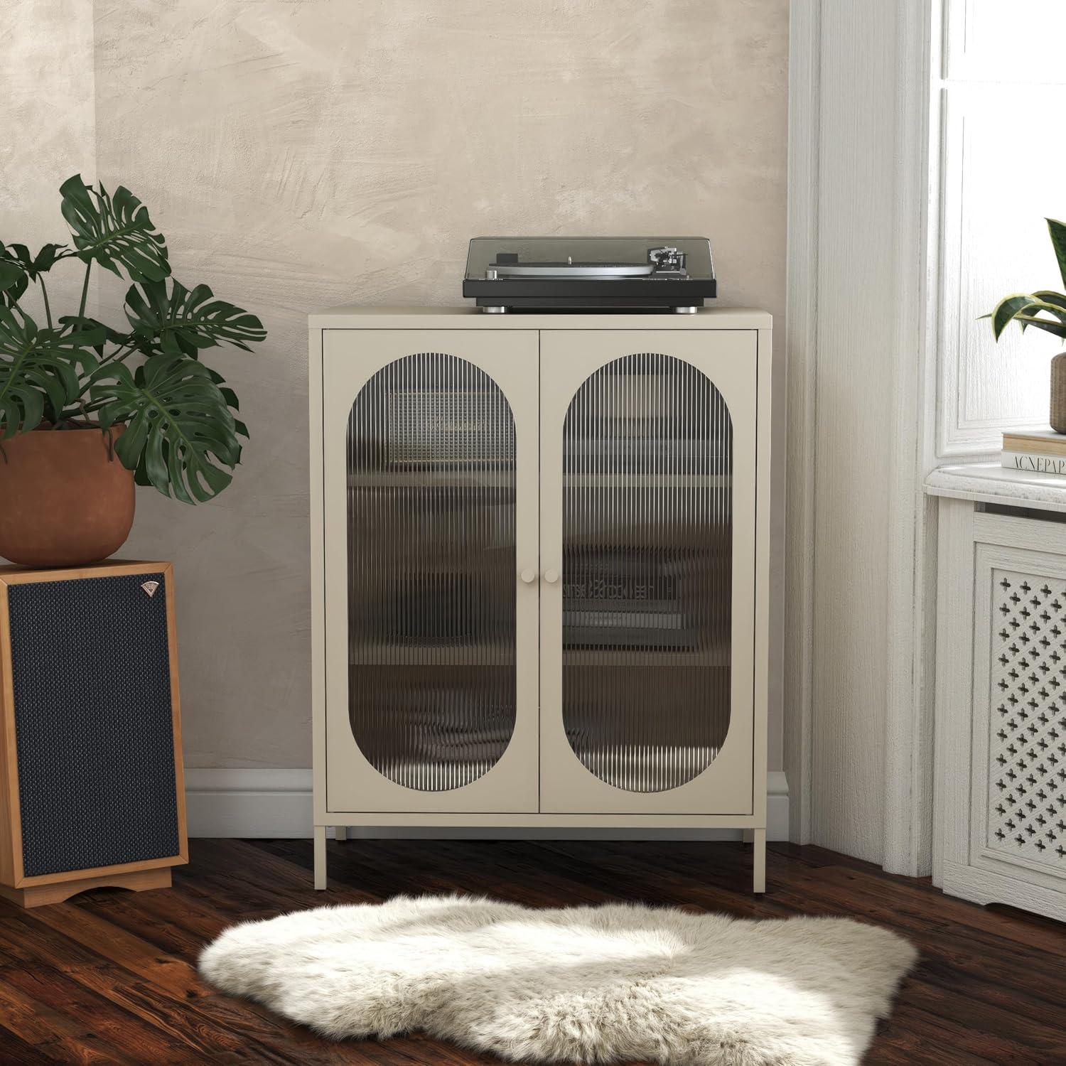 Luna 39.96'' Tall Accent Cabinet with Fluted Glass