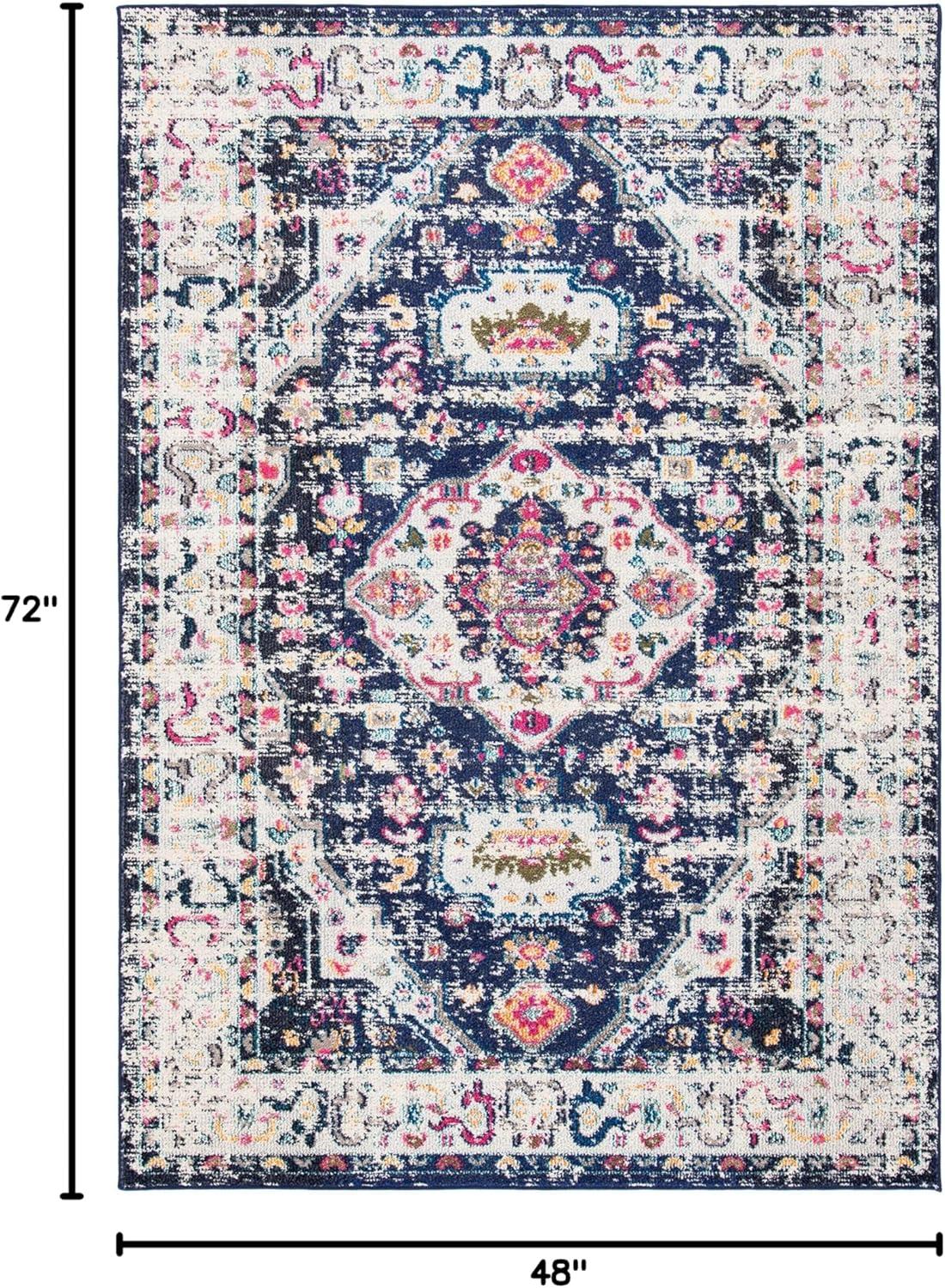 Madison MAD468 Power Loomed Indoor Area Rug - Navy/Ivory - 4'x6' - Safavieh