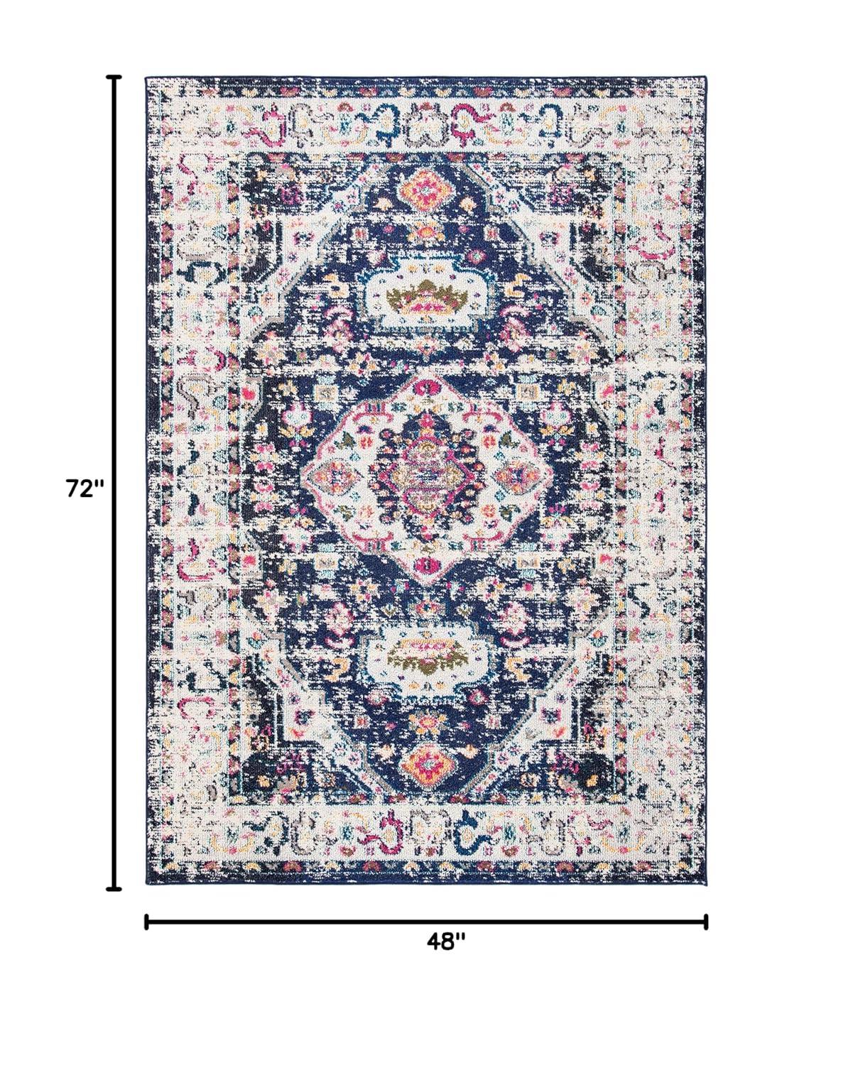 Madison MAD468 Power Loomed Indoor Area Rug - Navy/Ivory - 4'x6' - Safavieh