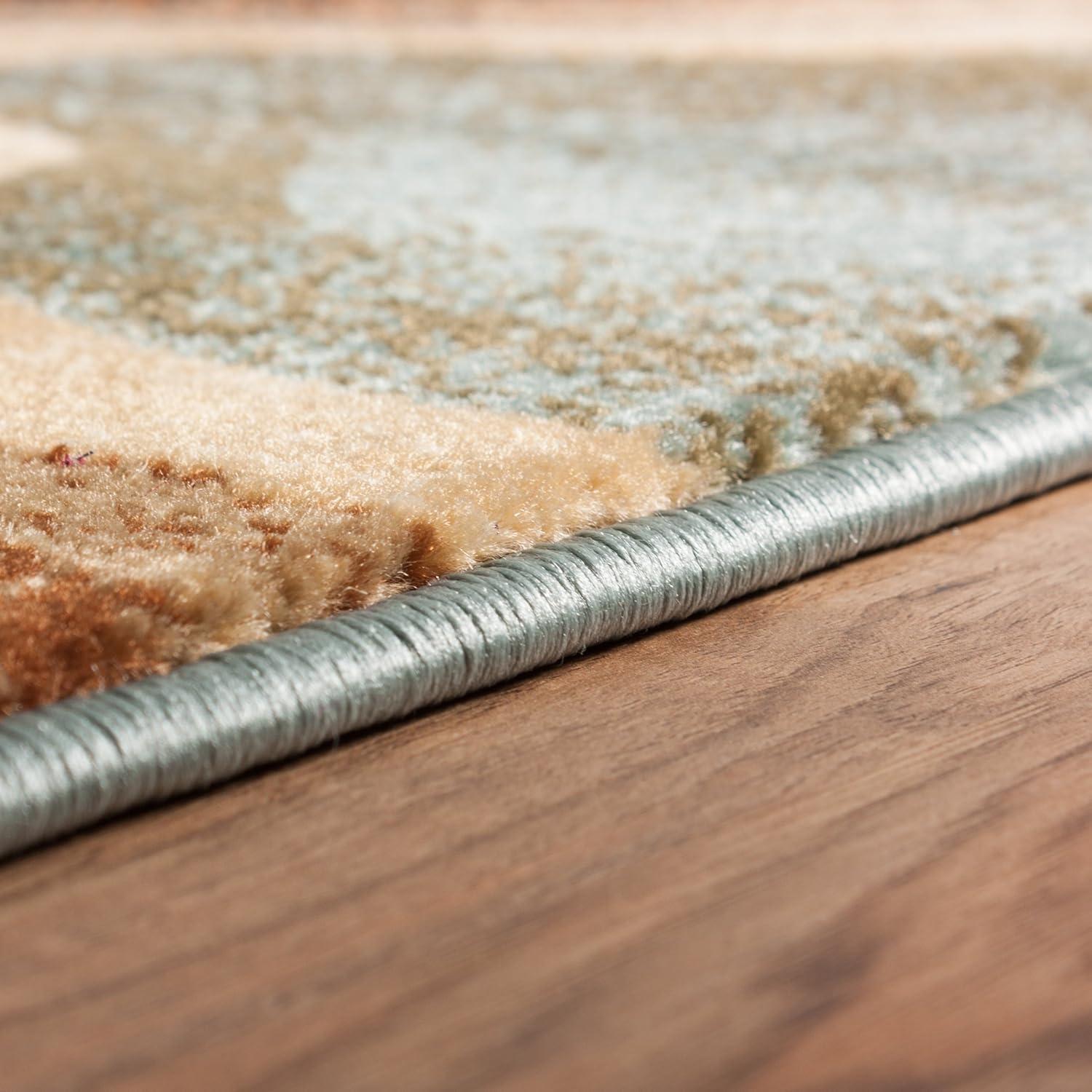 Well Woven Hudson Waves Geometric Modern Casual Abstract Contemporary Natural Lines Soft 5'3" Round Multi Blue Area Rug