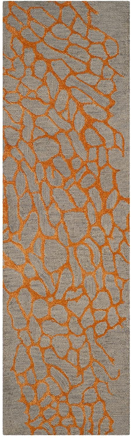 SAFAVIEH Blossom Clarence Abstract Runner Rug, Grey/Orange, 2'3" x 6'