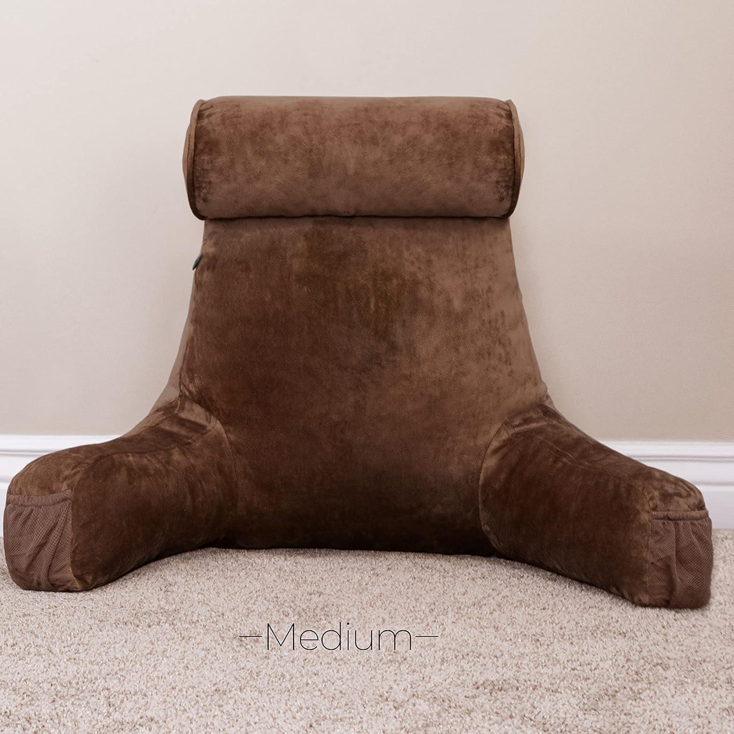 Husband Pillow Medium Chocolate Brown, Backrest - Detach Neck Roll, Removable Cover