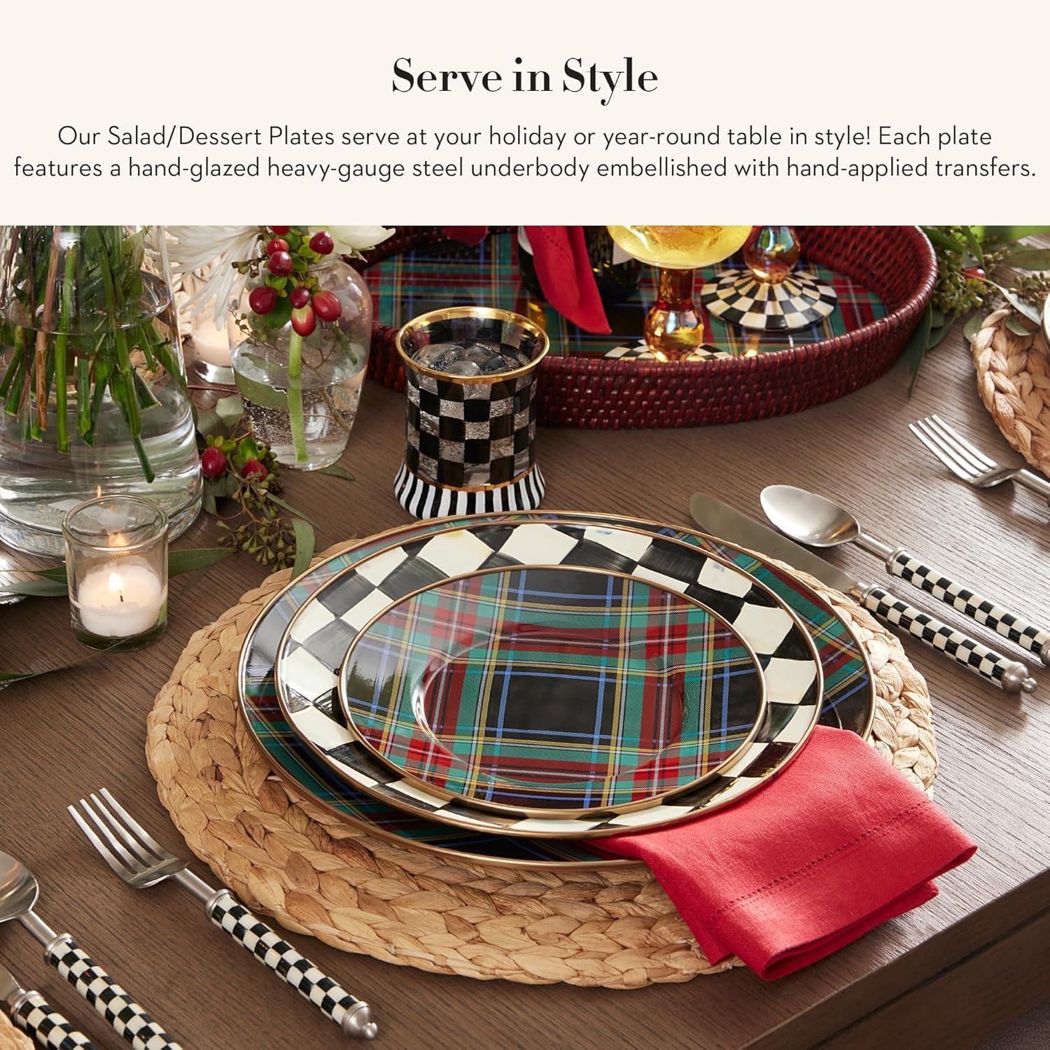 Black Tartan Handcrafted Chip-Resistant Salad Plate