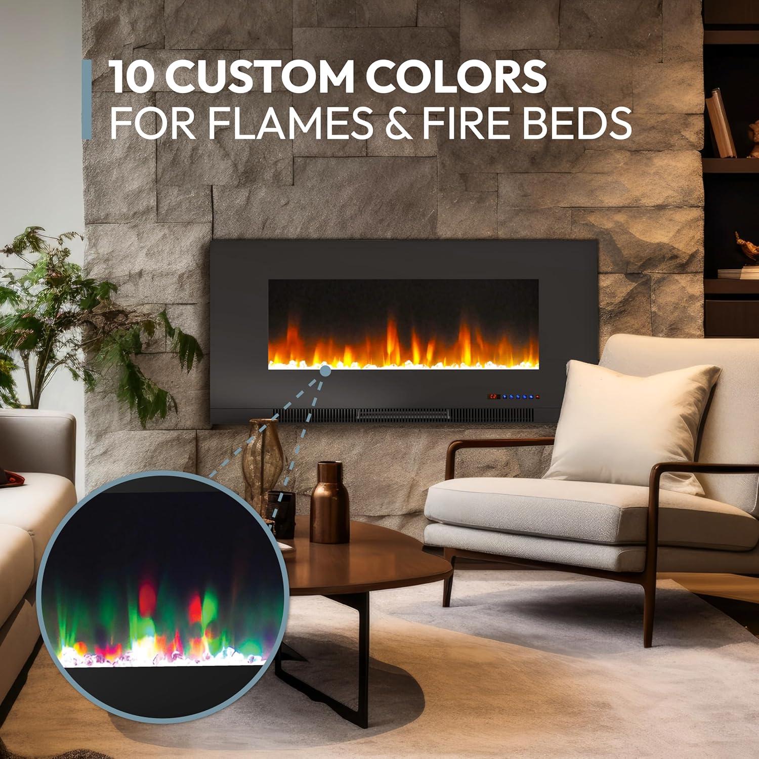Cambridge Cambridge Wall Mount Electric Fireplace Heater with Remote Control for Indoor Use in Living Room, Bedroom, Home Office